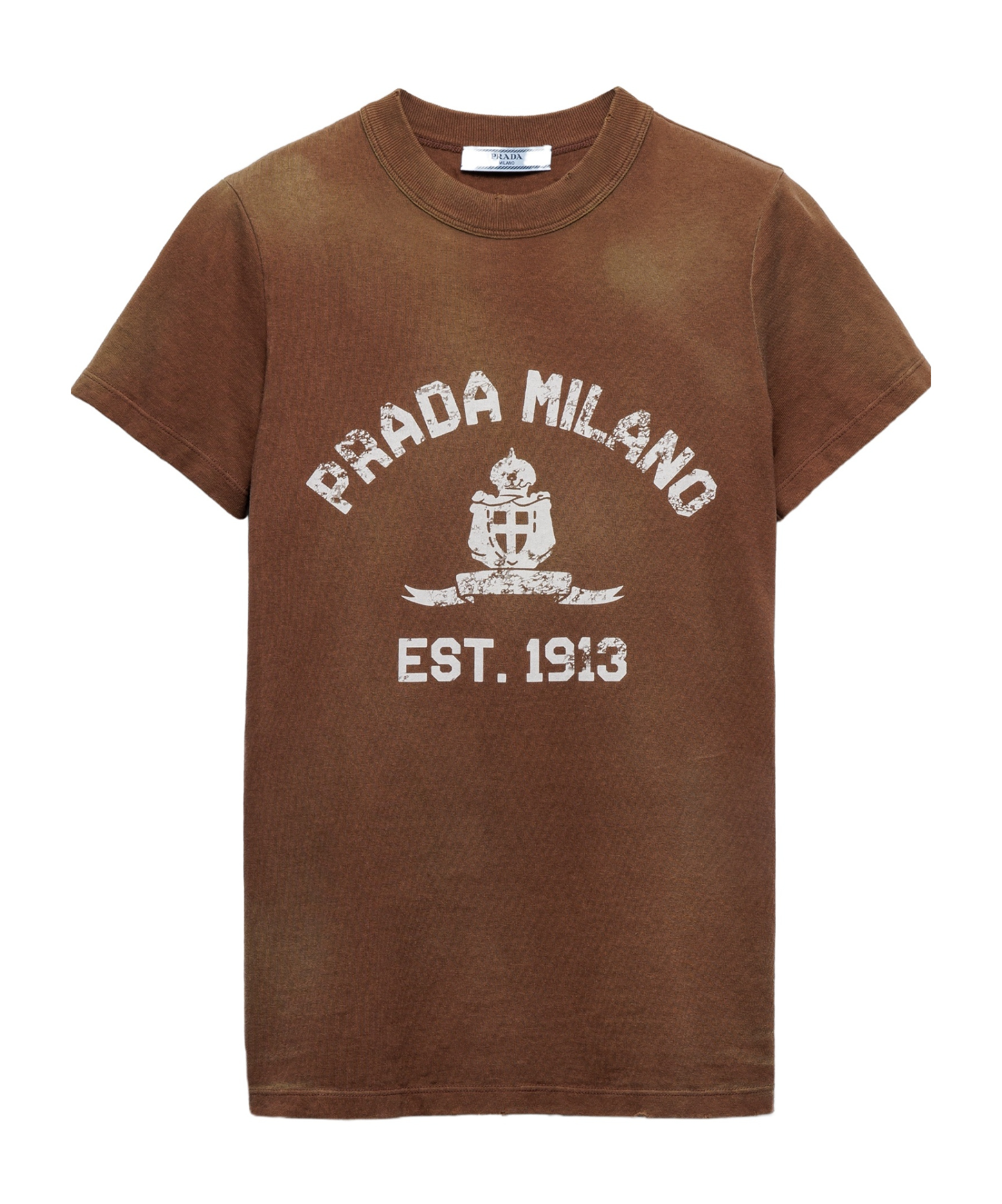 Prada Item O-neck Short-sleeved T-shirt In Brown
