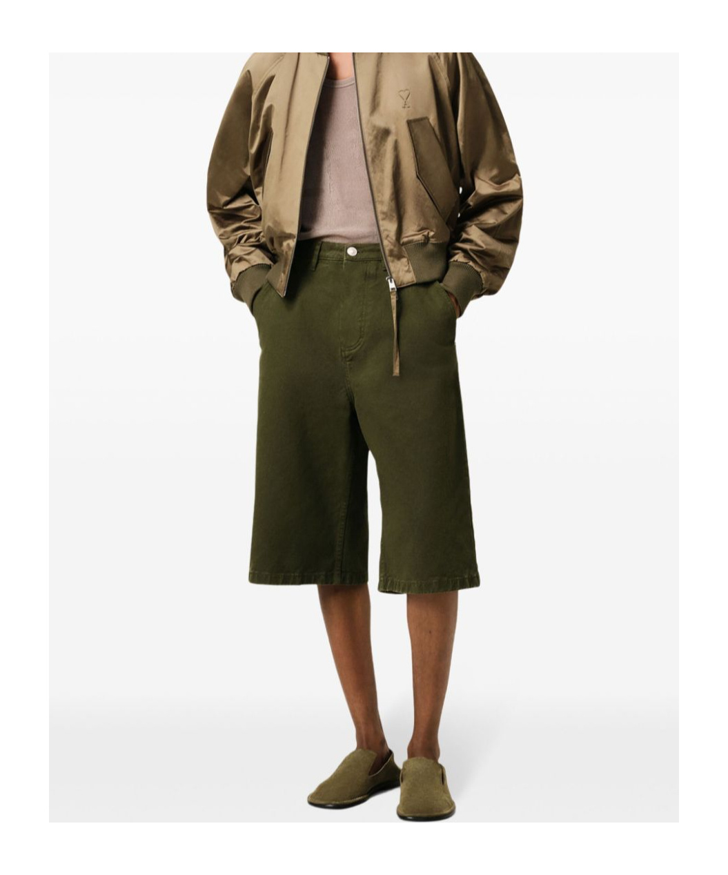 Shop Ami Alexandre Mattiussi Ami Paris Wide Fit Bermuda Shorts In Green