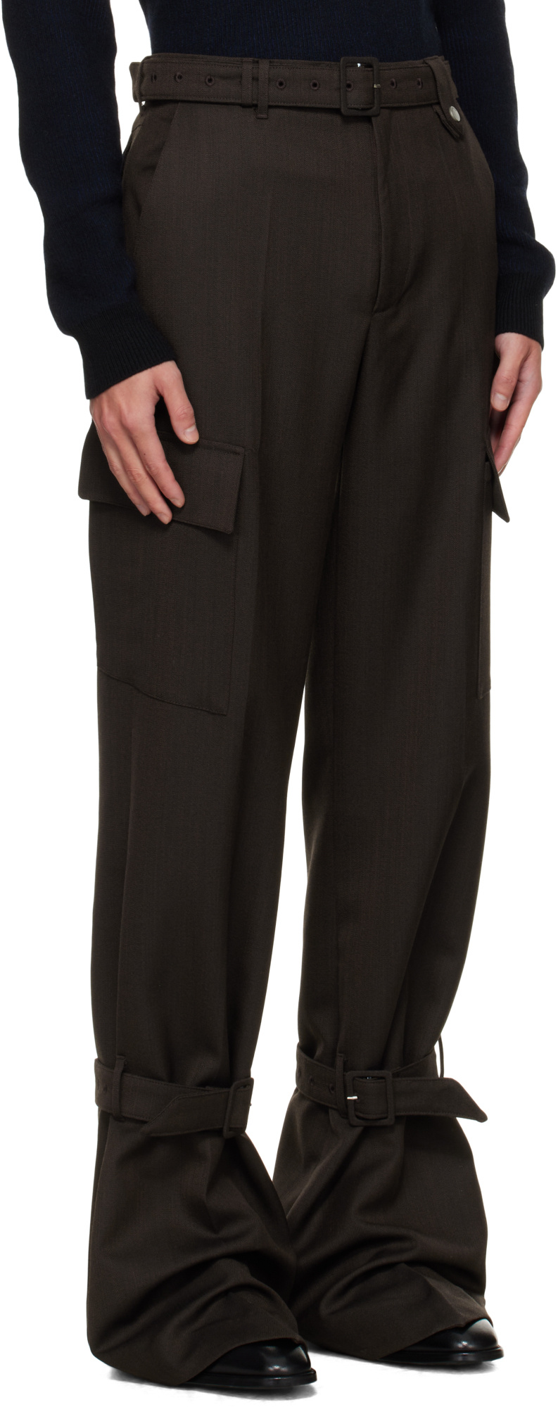 Egonlab Brown Belted Cargo Pants In Brown