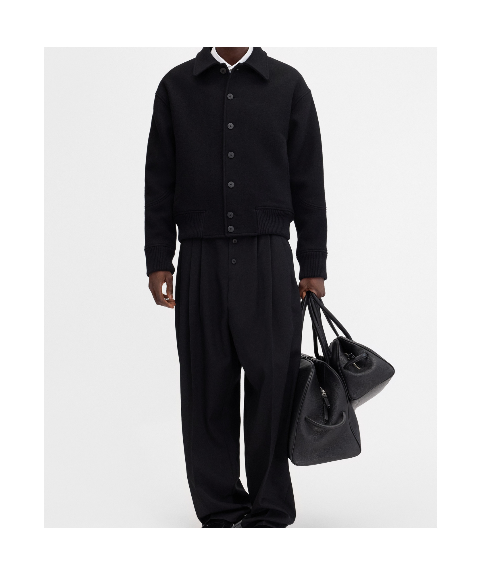 Jacquemus Wool Long-sleeved Casual Jacket In Black