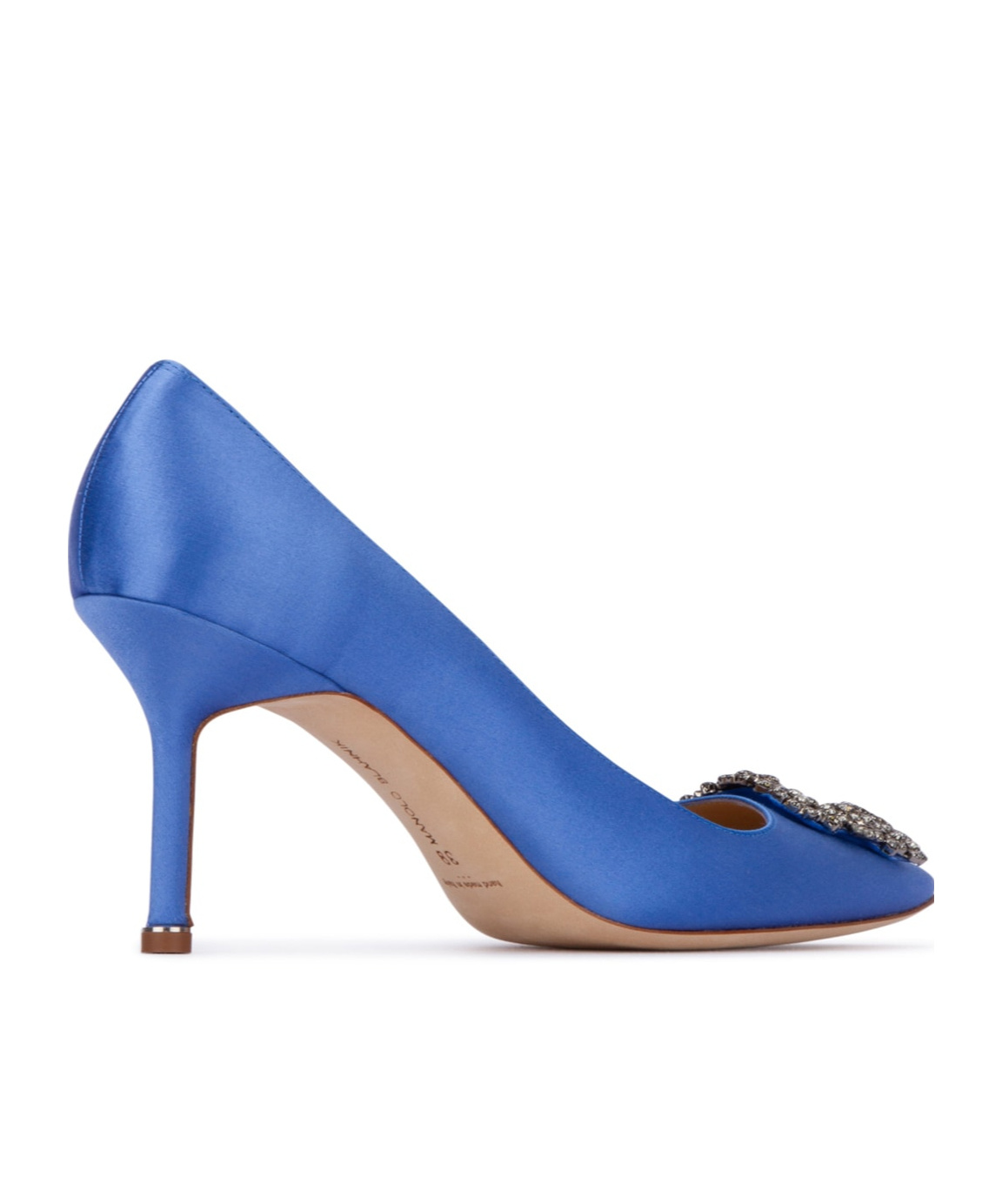 Manolo Blahnik Hangisi Embellished Satin Pumps In Blue