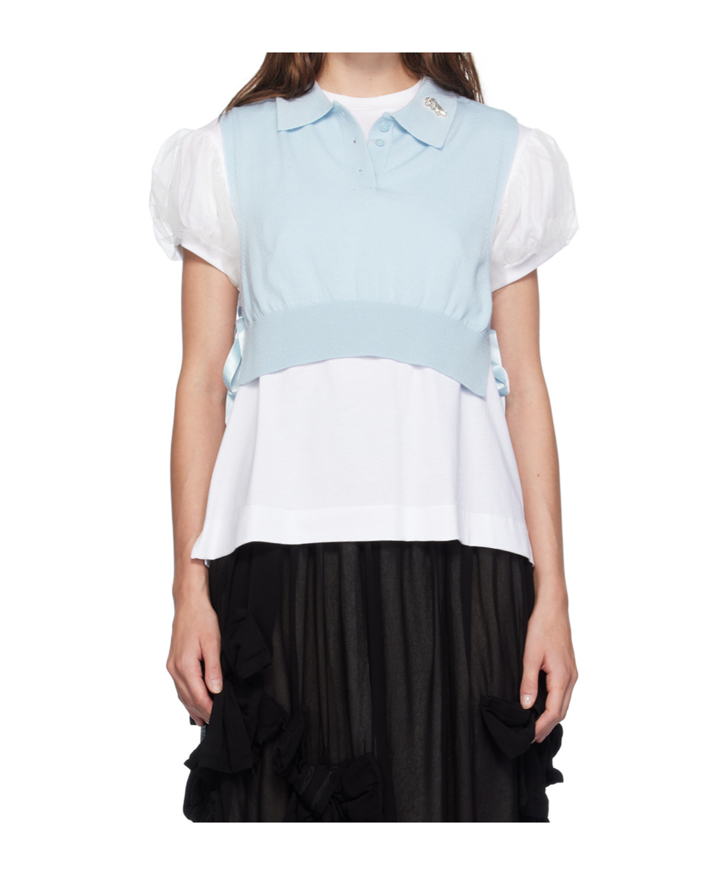 Simone Rocha Embellished Polo Collar Vest In Multicolor