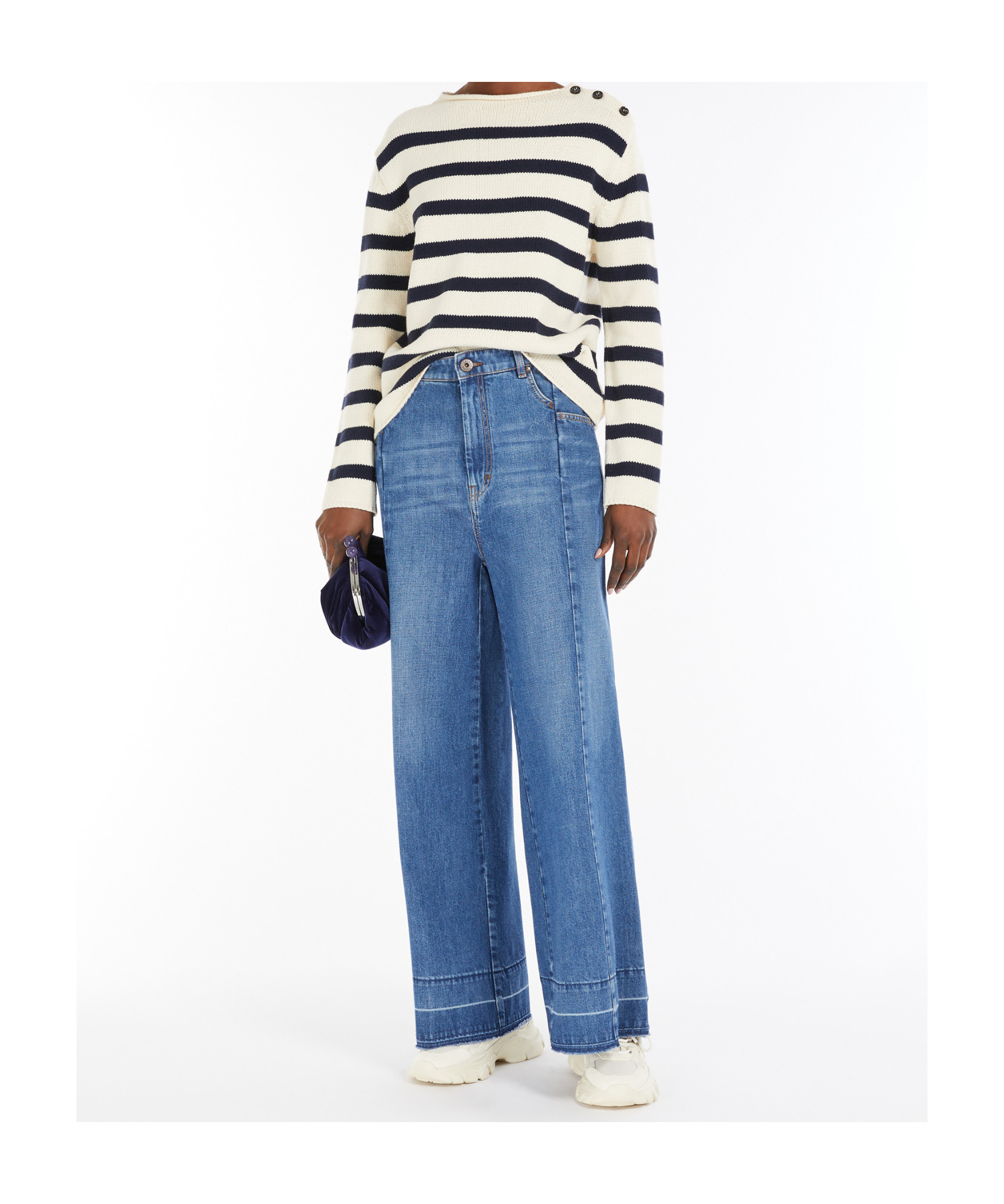 WEEKEND MAX MARA COTTON DENIM WIDE JEANS