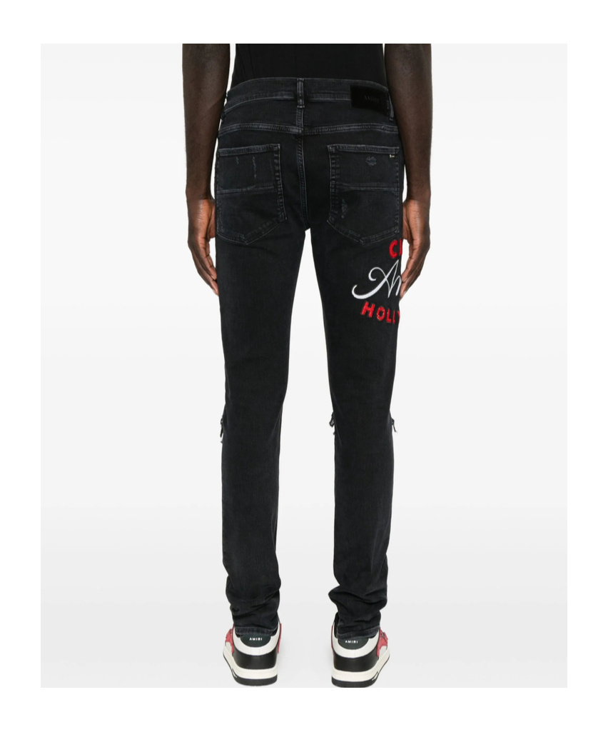 Amiri Casual Trousers With Five Pockets And Embroidery In Black