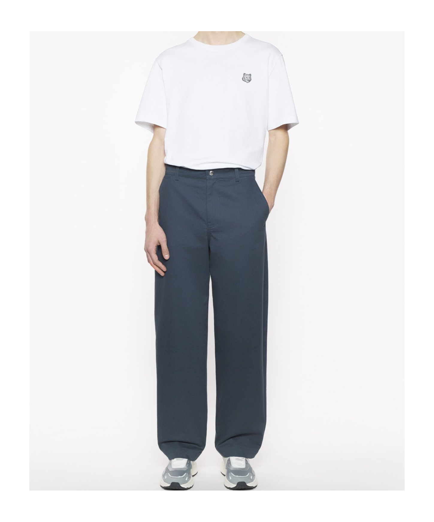 Maison Kitsuné Belted Pants In Slate Gray