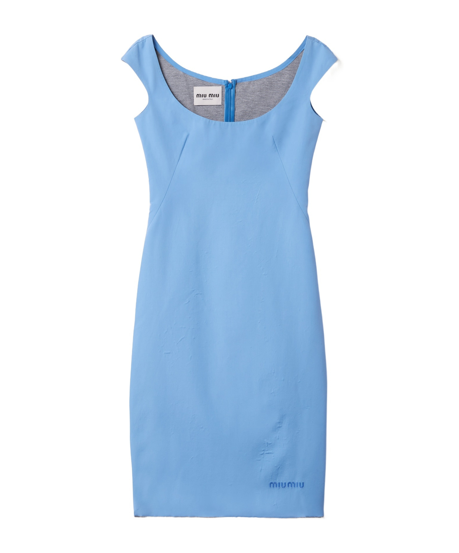 Shop Miu Miu Poplin And Jersey Dress In Blue