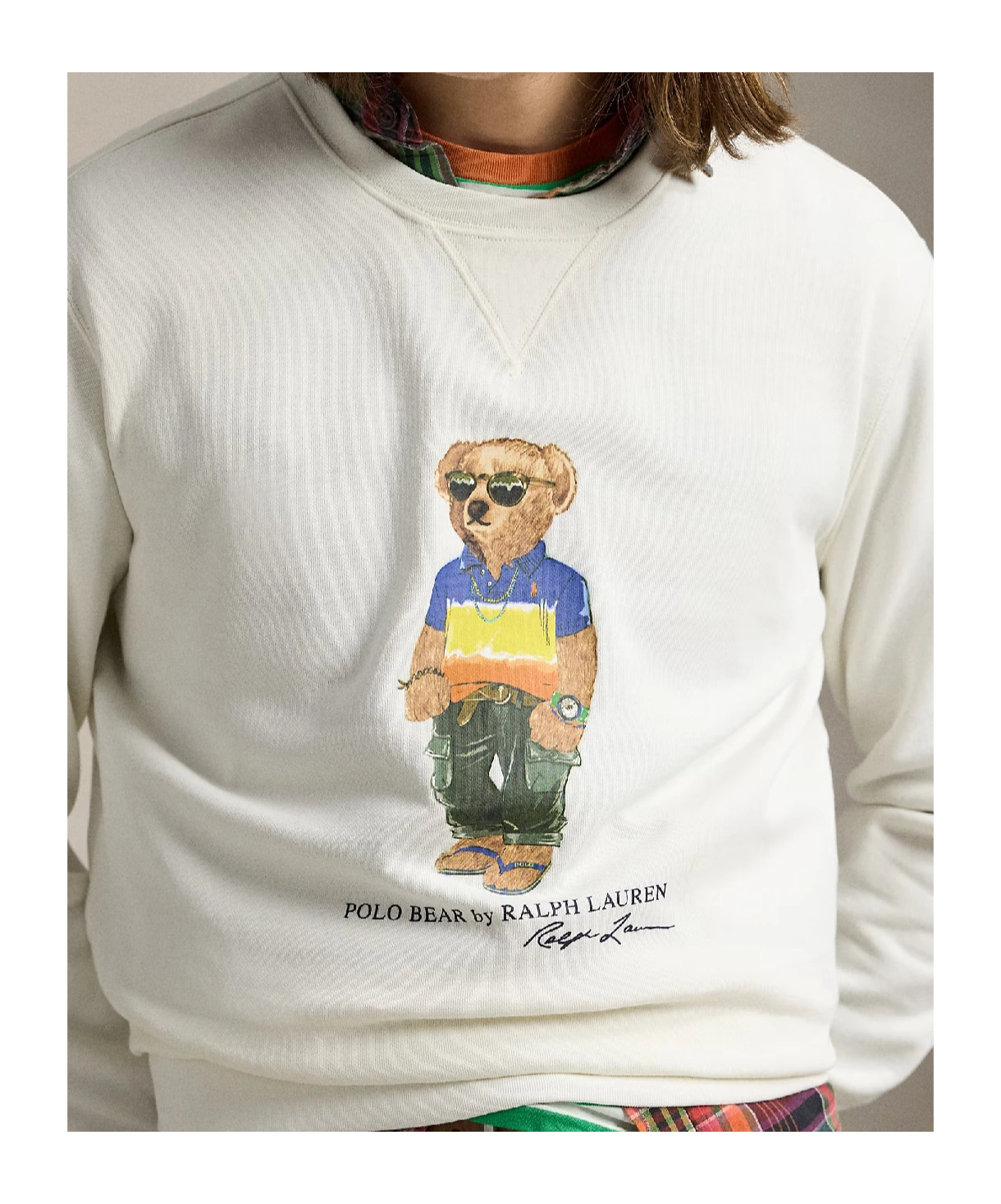 Polo Ralph Lauren White Cotton Blend Polo Bear Sweatshirt In White