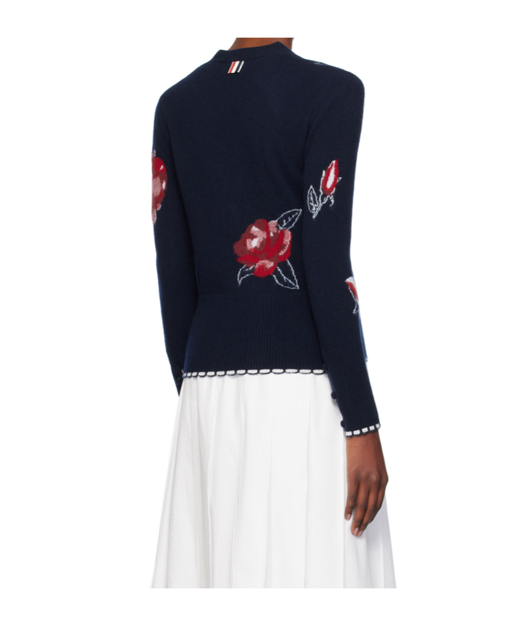 Thom Browne Rose Intarsia-knit Cardigan In Black