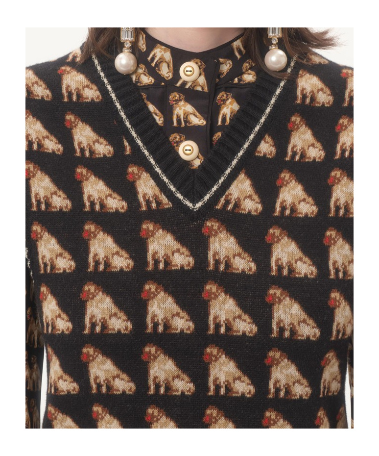 Valentino Petit Charles Jacquard Wool Gilet In Multi