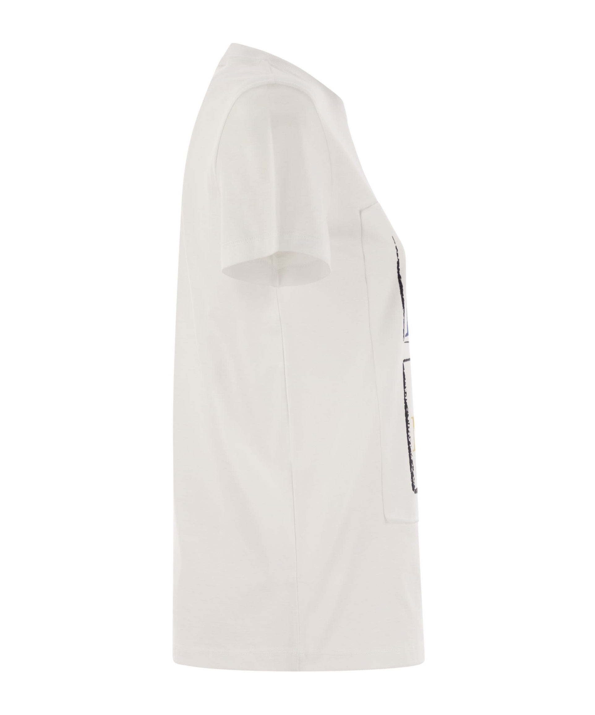 Max Mara Graphic Print Short Sleeve Top Collection In White