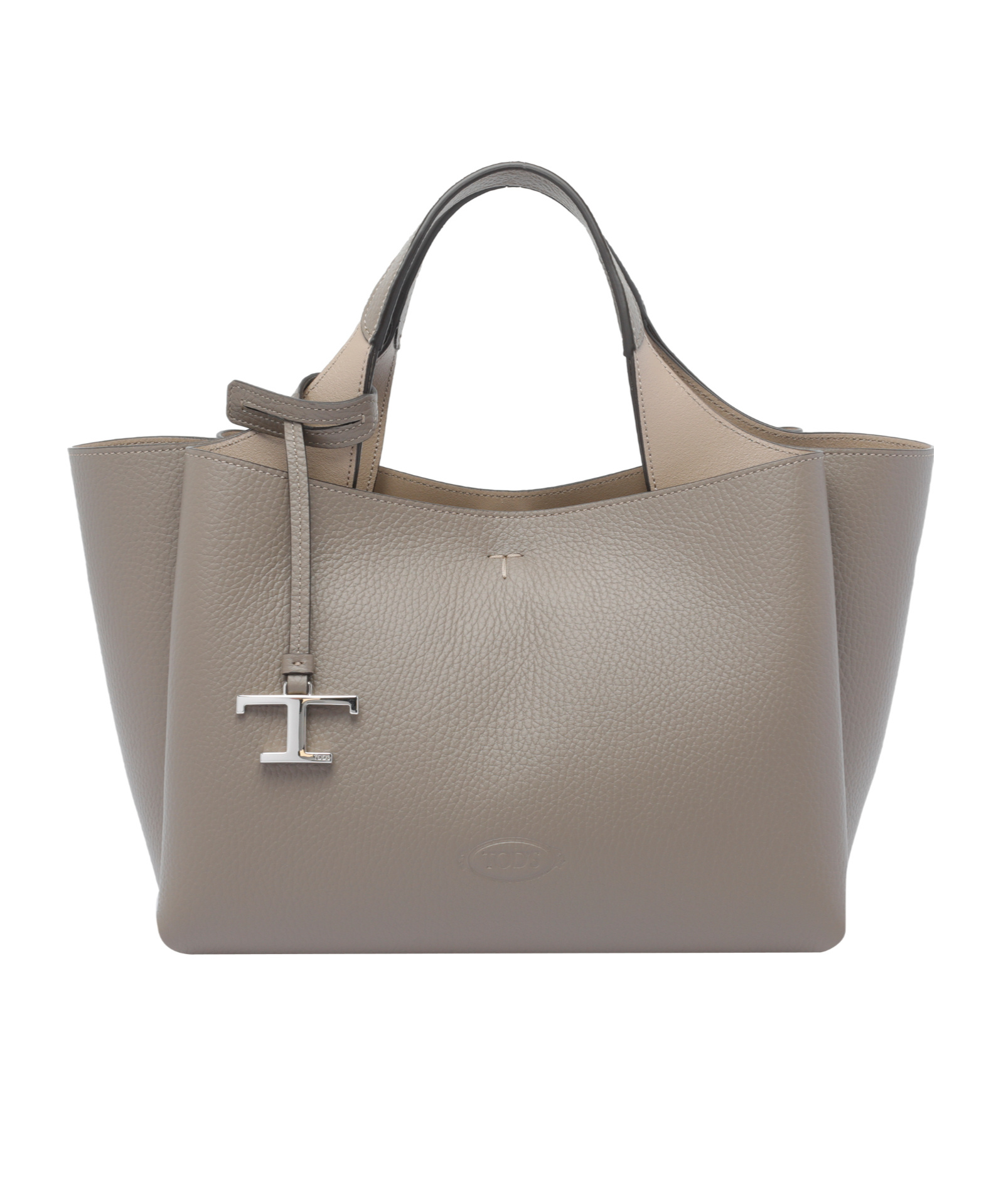 Tod's Dark Grey Leather Top Handle Bag In Gray