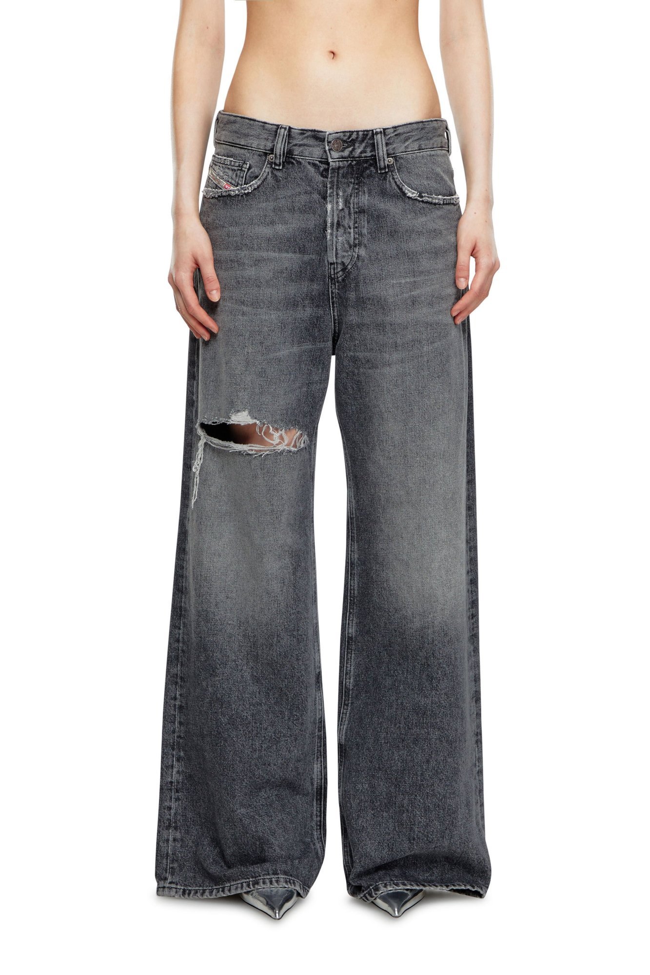 Diesel 1996 D-sire Low-rise Wide-leg Jeans In Black