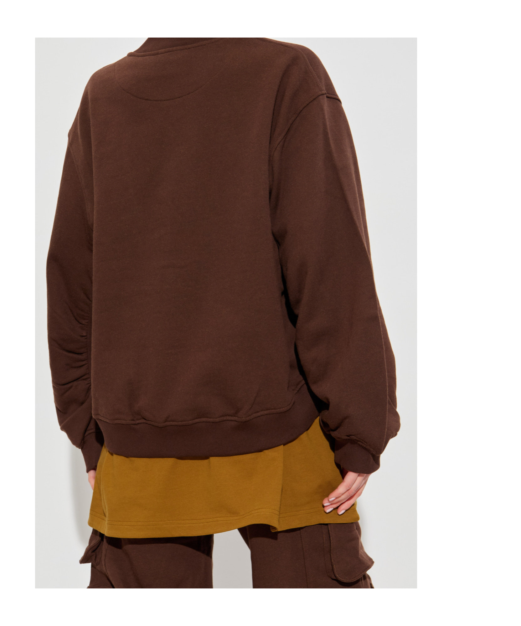 Attico Brown Cropped Sweatshirt With V Neck And Logo Lettering On The Front In Cotton Woman In Brown