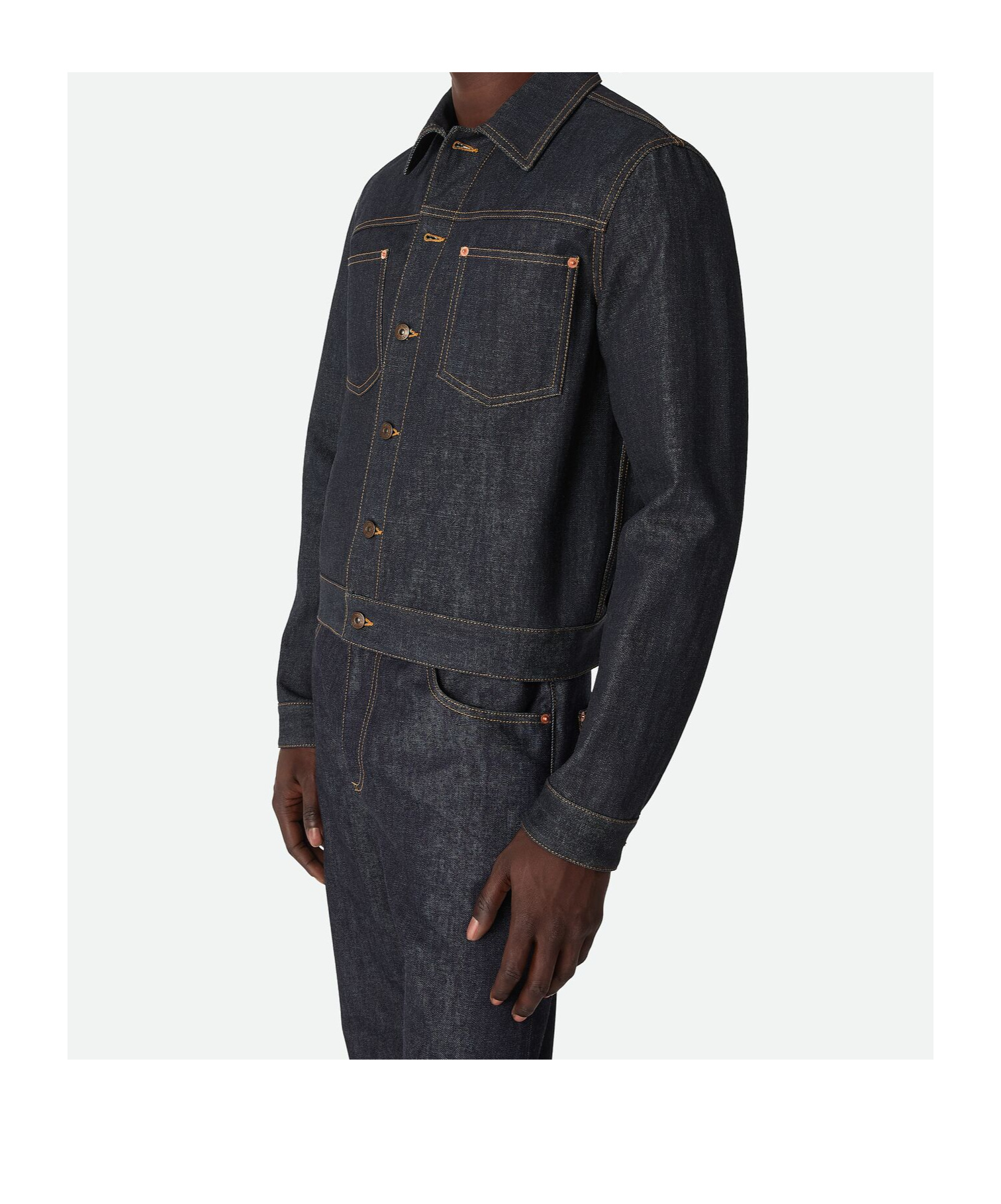 Bottega Veneta Veste En Denim Indigo Brut In Gray