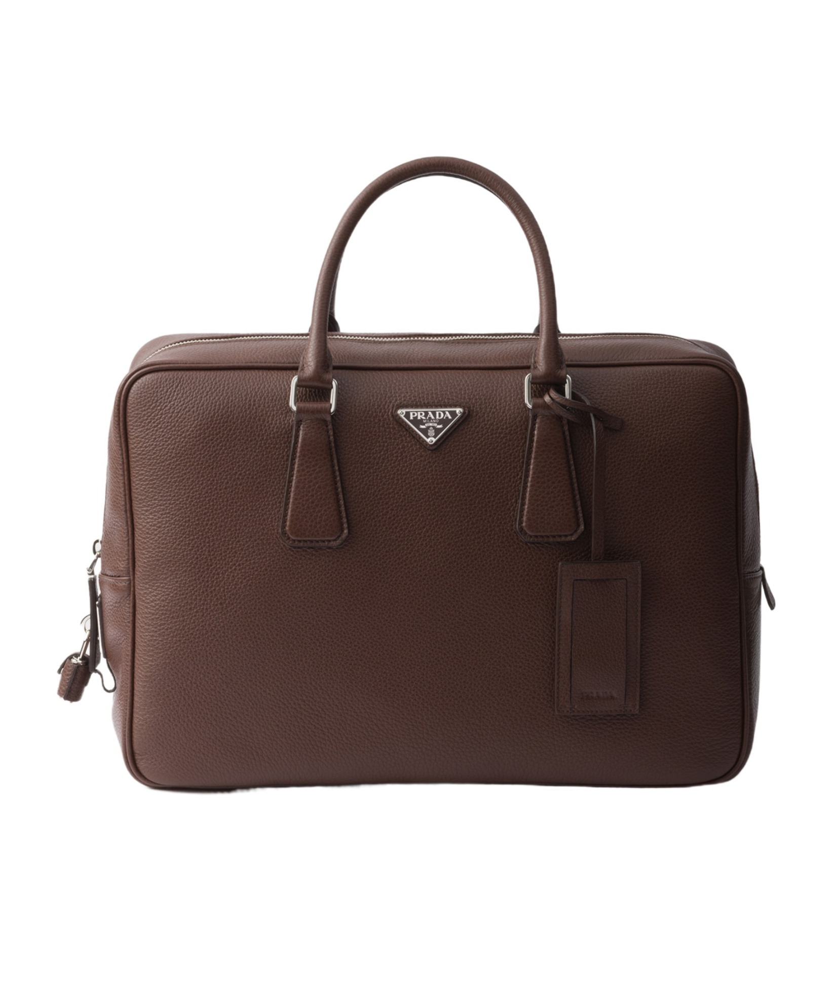 Prada Textured Leather Briefcase With Polished Hardware