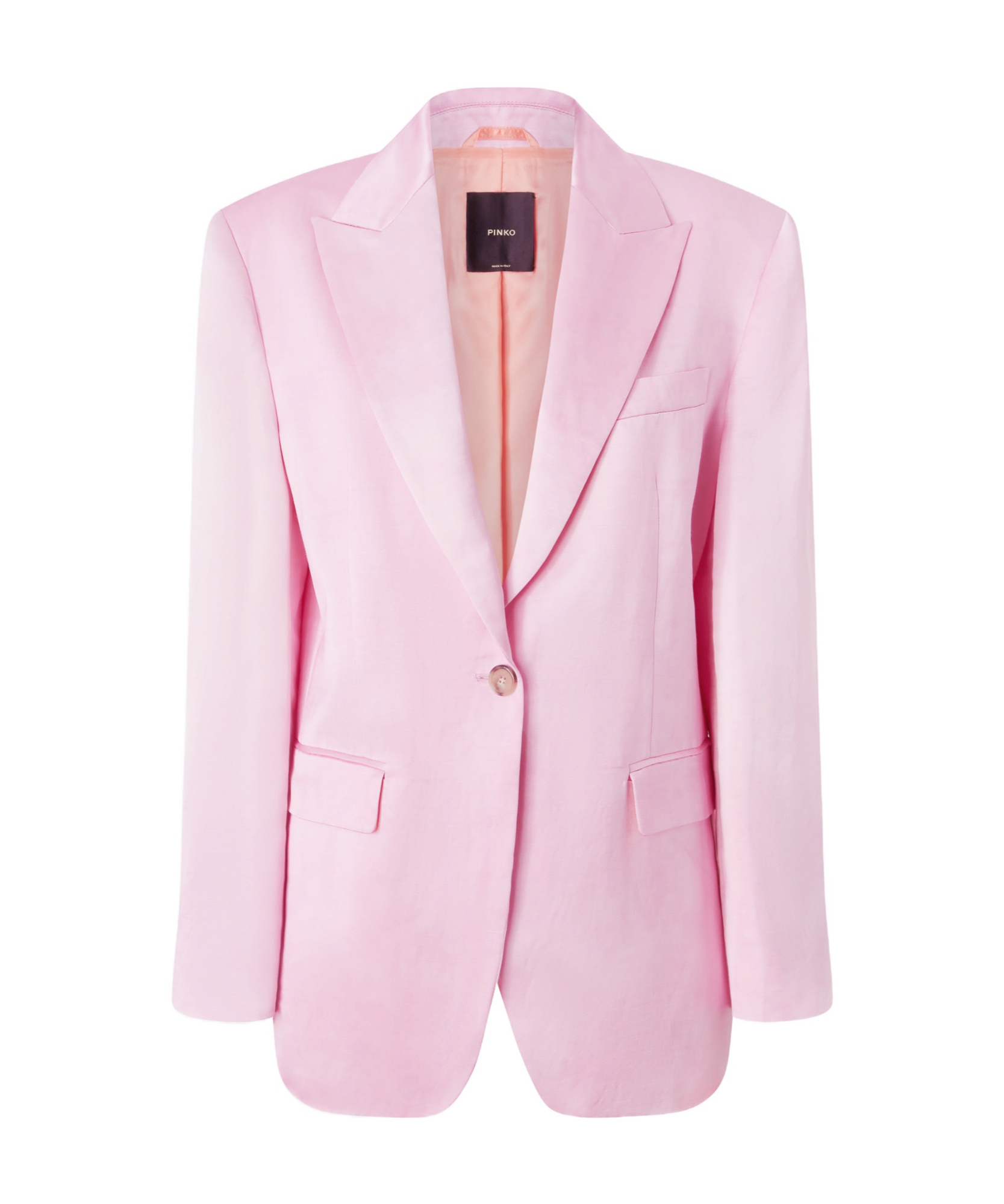 Pinko Single-breasted Slub Satin Blazer In Pink