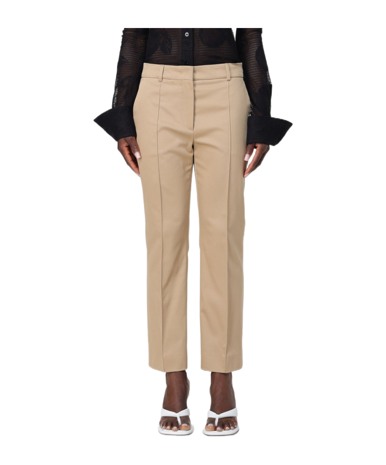 Sportmax Belt Ring Casual Pants In Brown