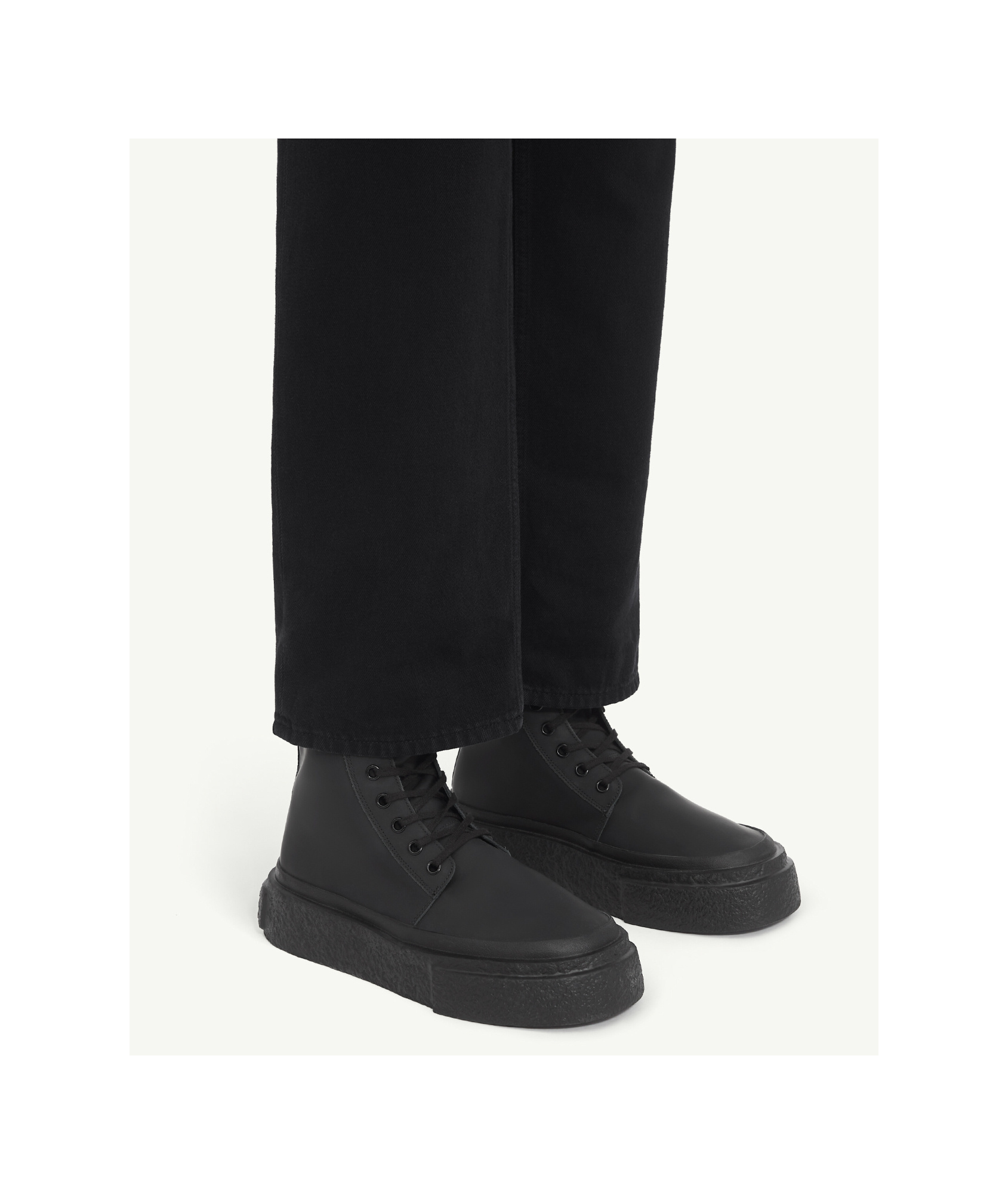 Mm6 Maison Margiela Mm6 Oversized Sole High-top Leather Sneakers In Black