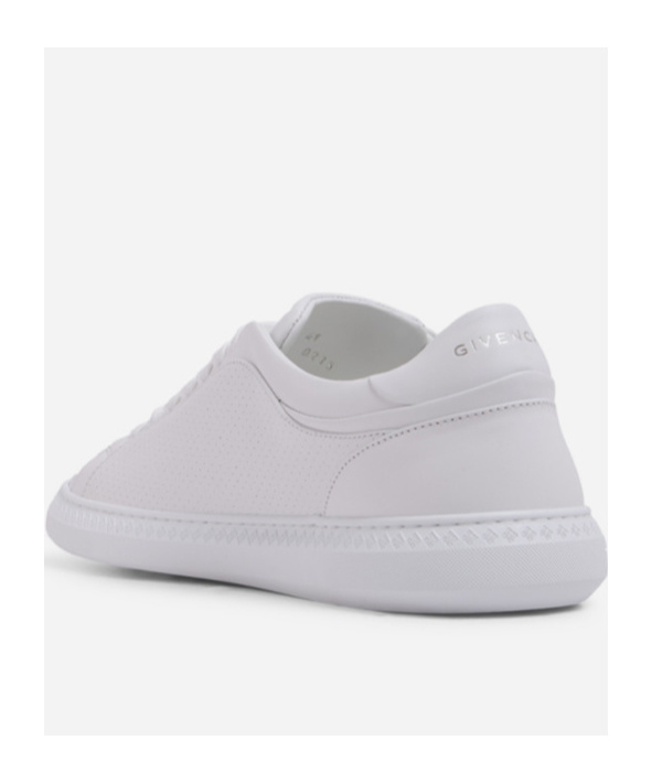 Givenchy Low Top Leather Sneakers With Perforated Detailing In White