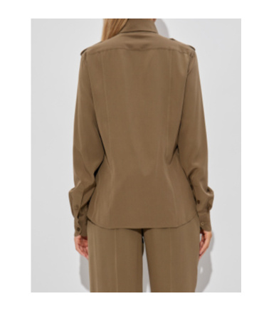 Tom Ford Silk Shirt With Shoulder Pads And Pockets In Brown