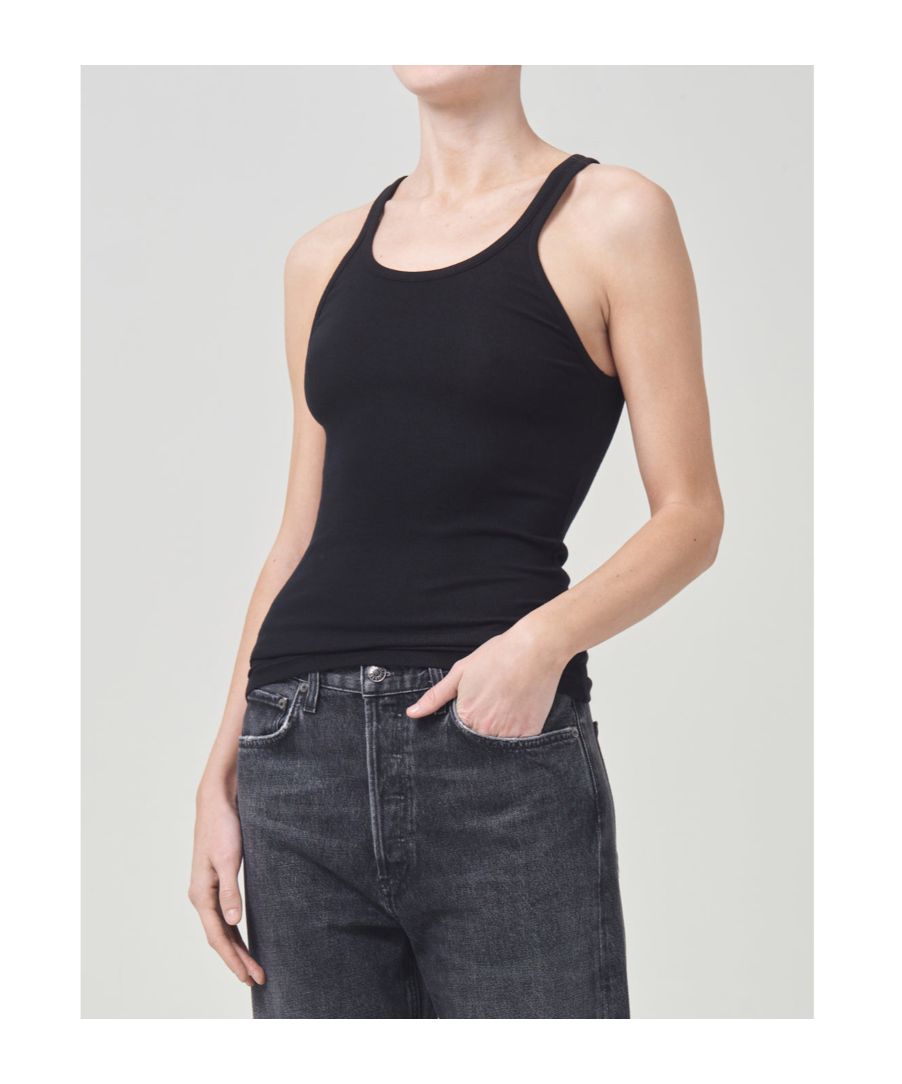 Agolde Sleeveless Knitted Top In Black