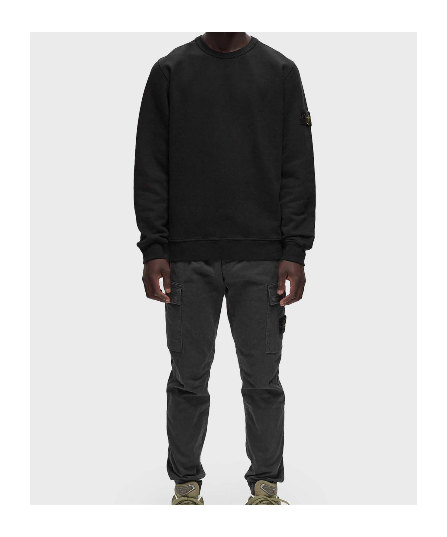 Stone Island Compass-badge Cotton Sweatshirt In Black