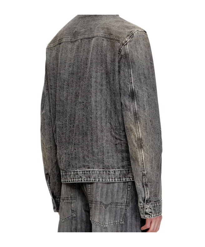 Diesel Blouson Jacket In Herringbone Denim In Gray