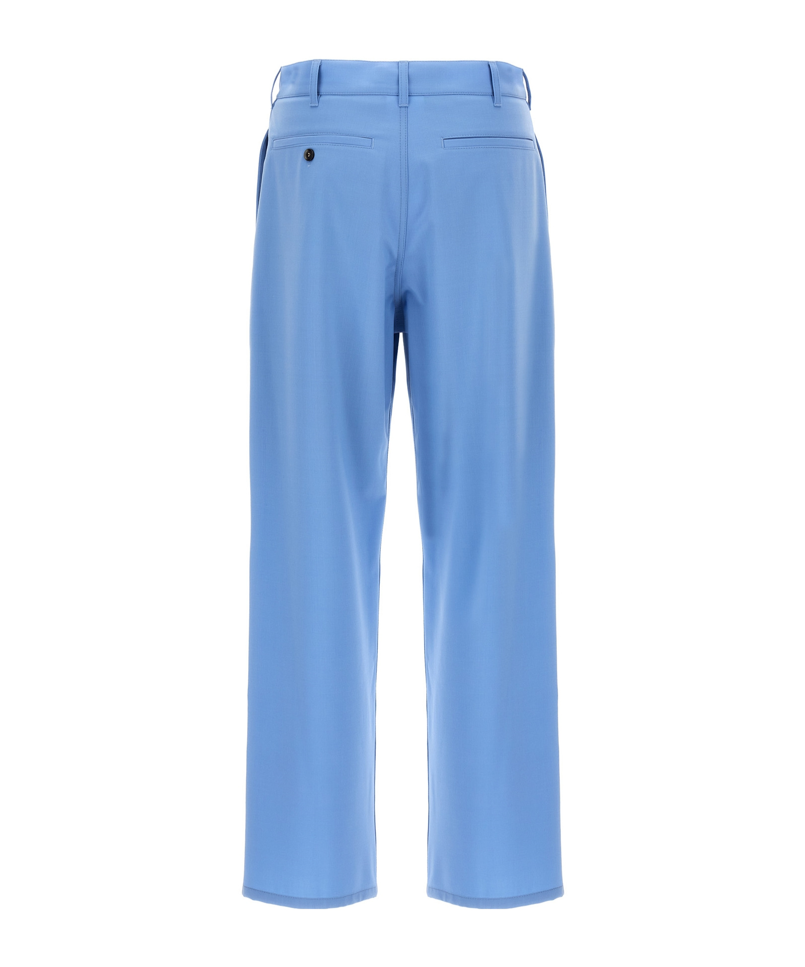 Shop Marni Mending-logo Straight-leg Trousers In Blue