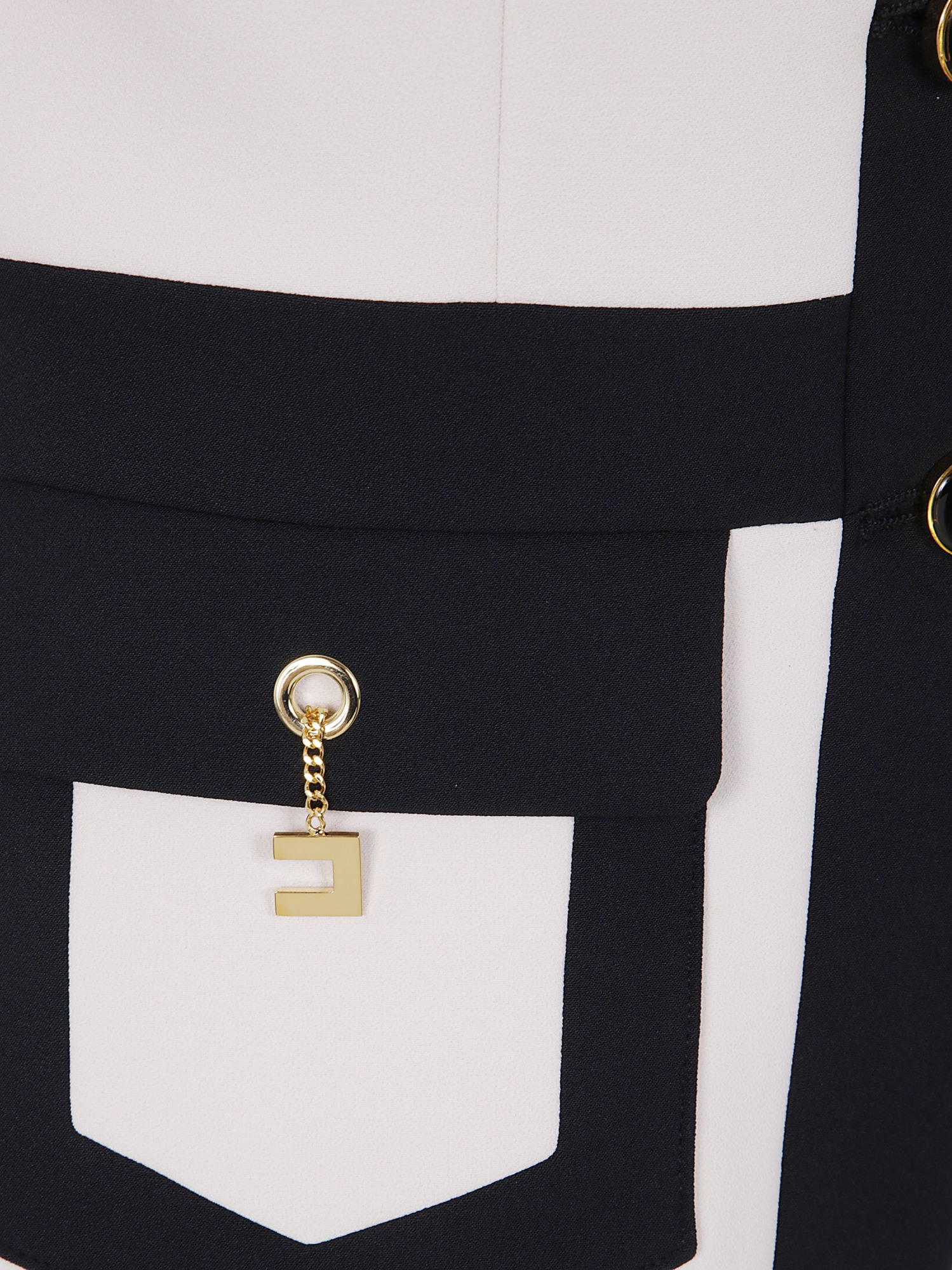 Elisabetta Franchi Color-block Double Crepe Jacket In White