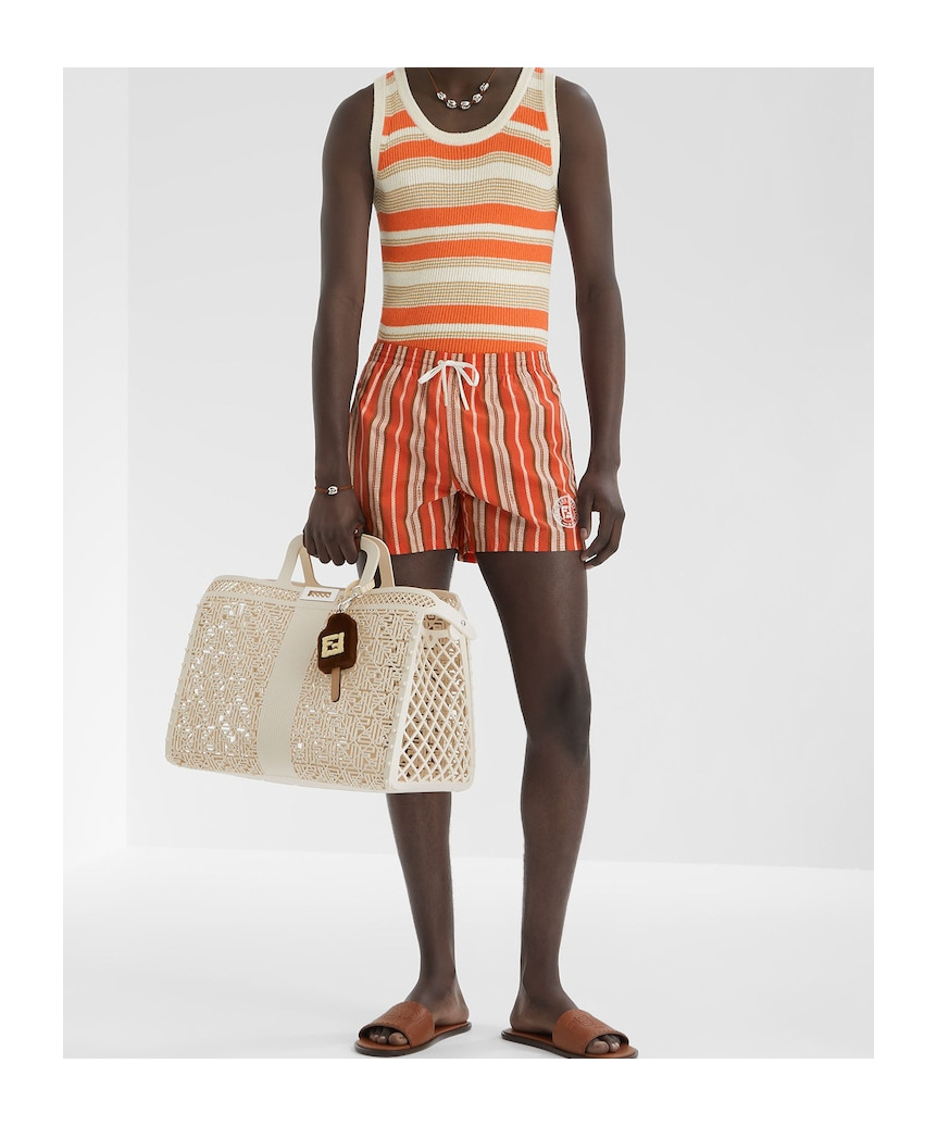 Fendi Striped Swim Shorts Elastic Waistband
