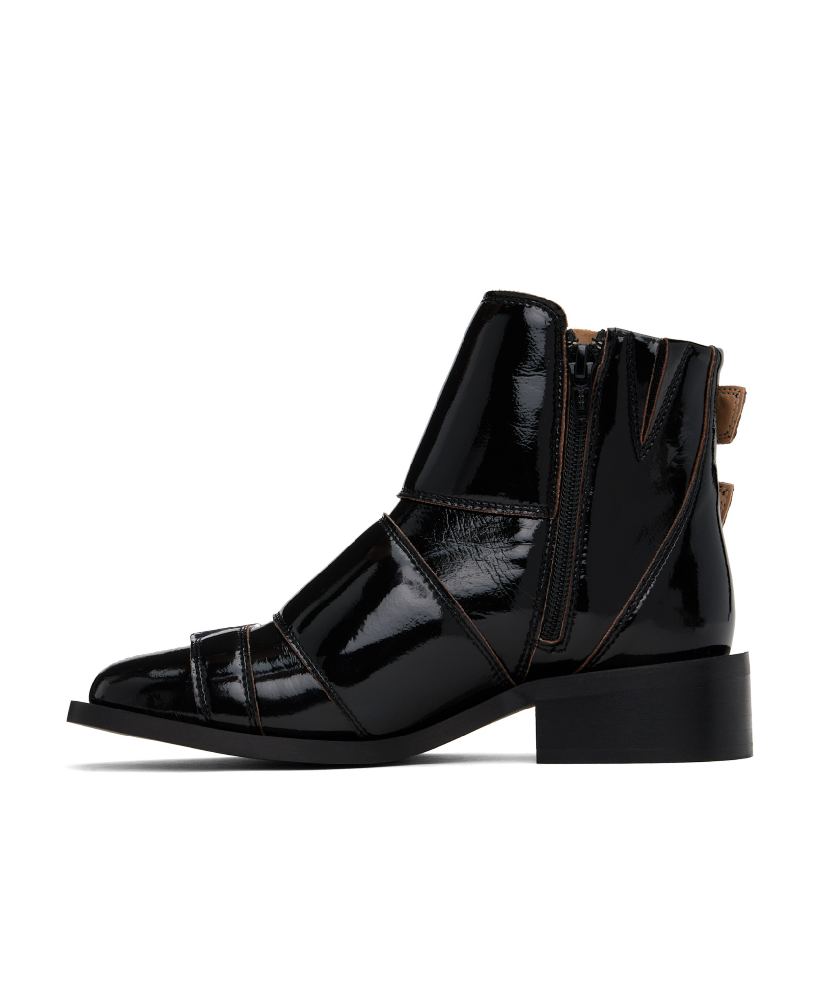 Ganni Black Feminine Buckle Naplack Boots In Black