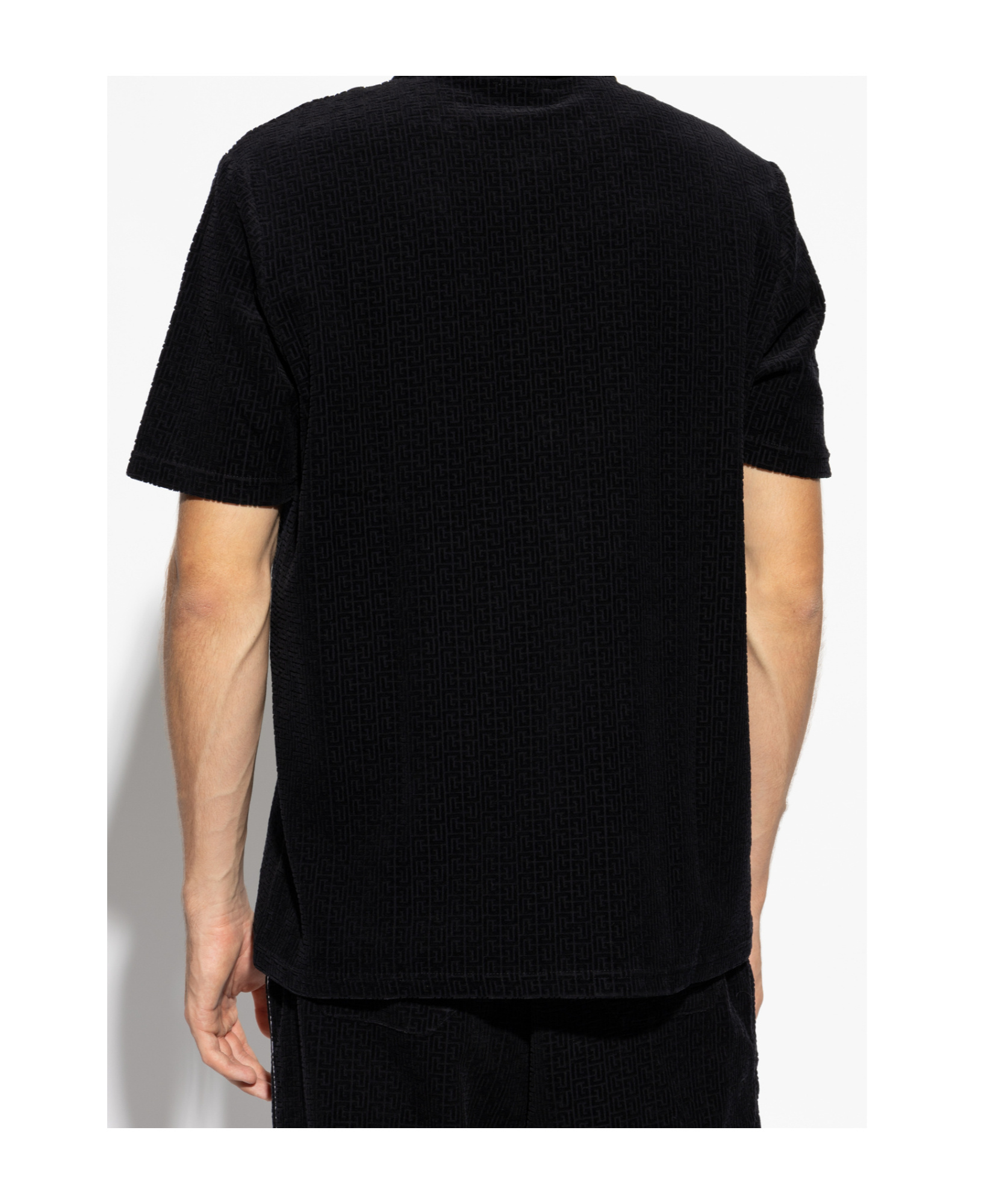 Balmain Lip Motif Collared Polo Shirt In Black