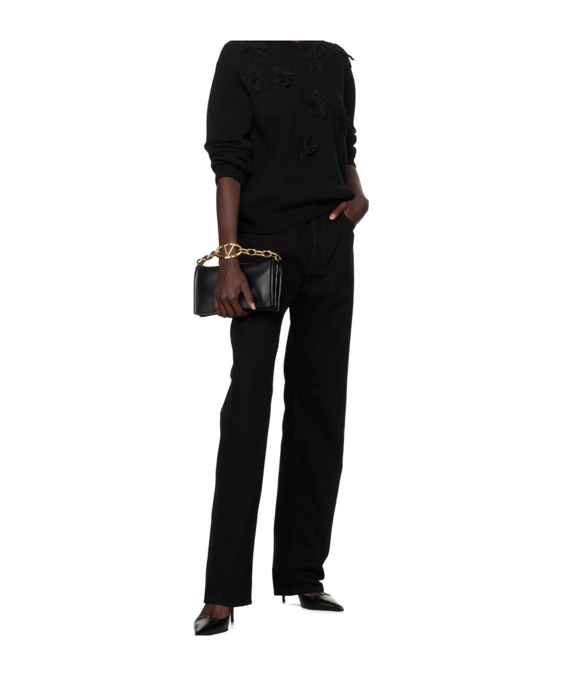 Shop Valentino Straight-leg Jeans In Black