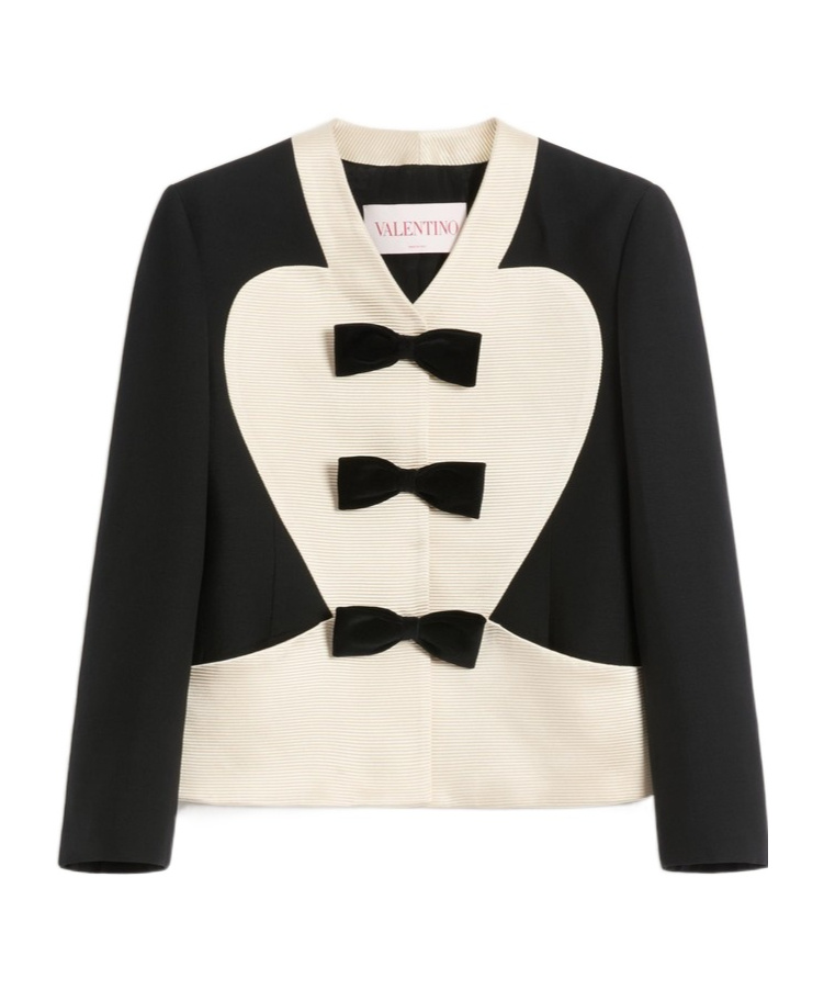 Shop Valentino Crepe Couture Jacket With Bows In Black