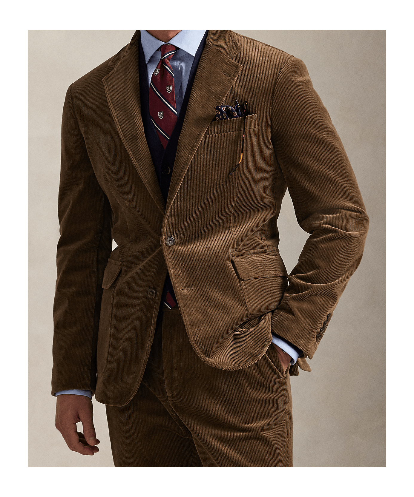 Polo Ralph Lauren Corduroy Single-breasted Blazer In Brown