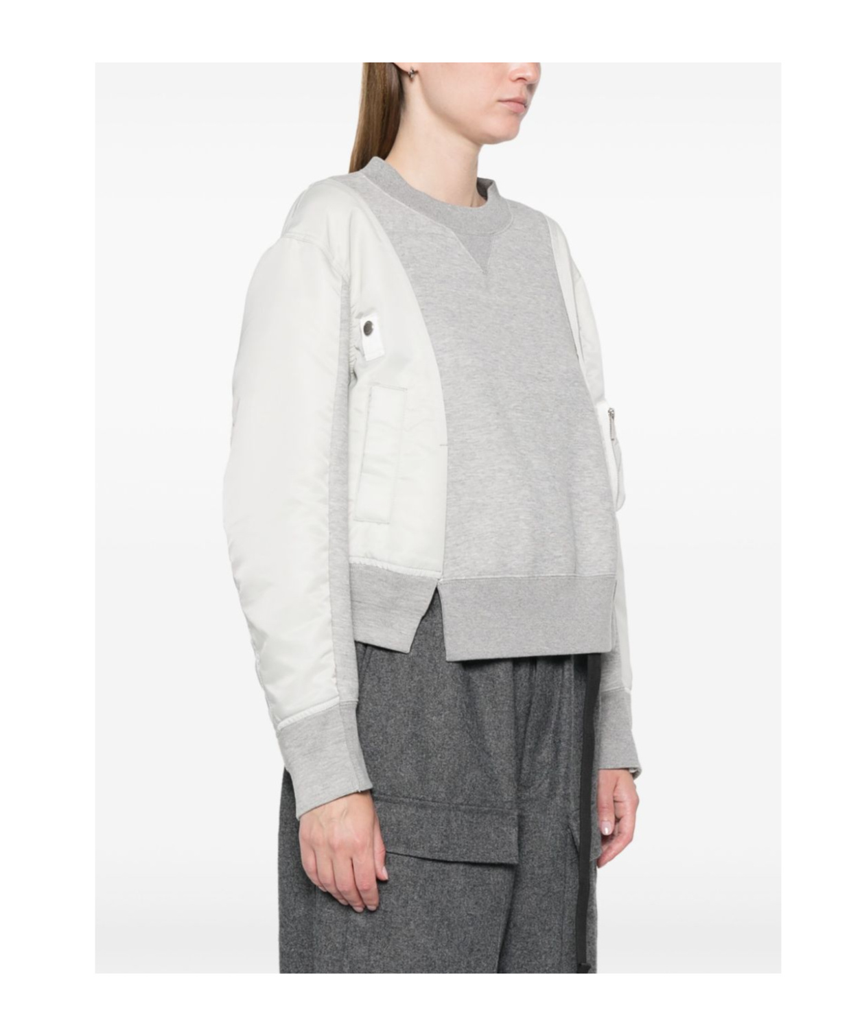 Sacai Cotton-blend Sweater In White