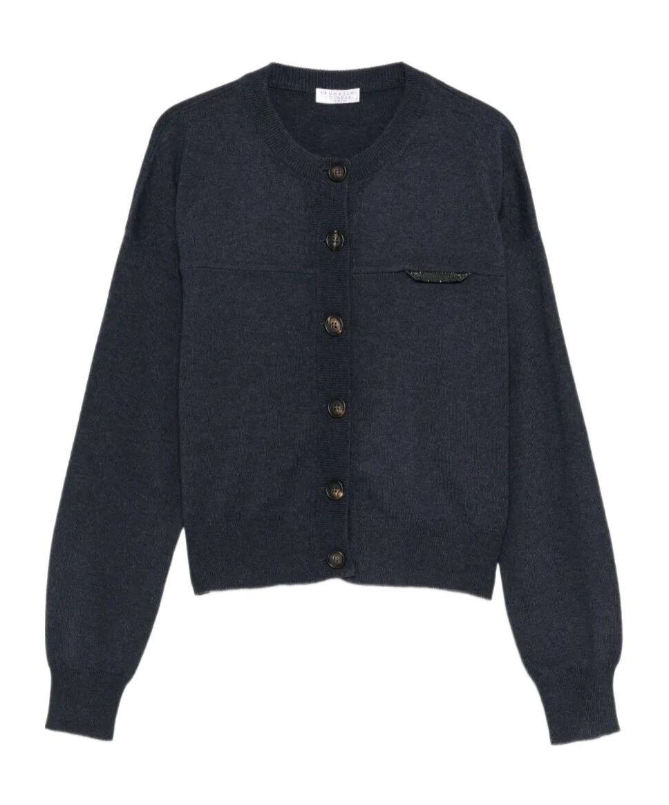 Brunello Cucinelli Button-down Cashmere Cardigan In Blue