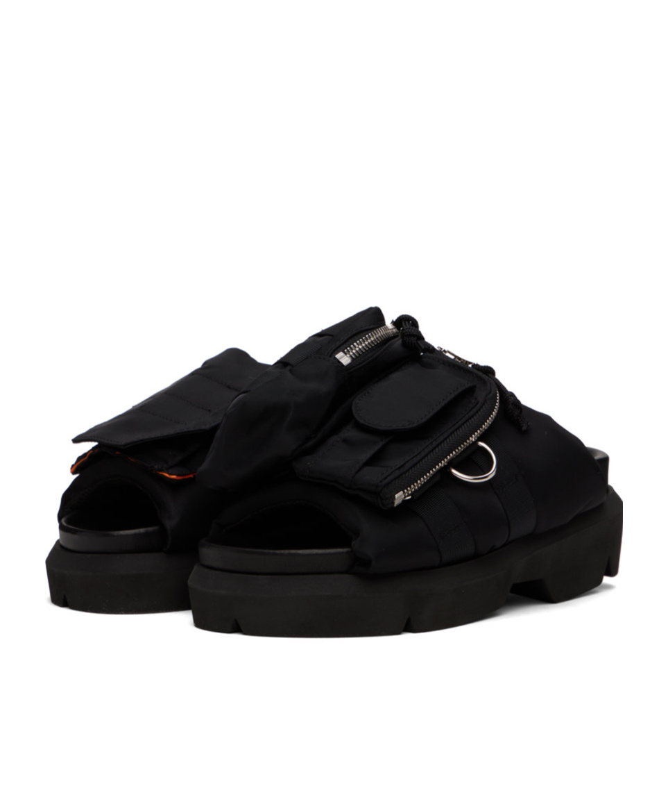 Sacai Multi-pocket Slides In Black