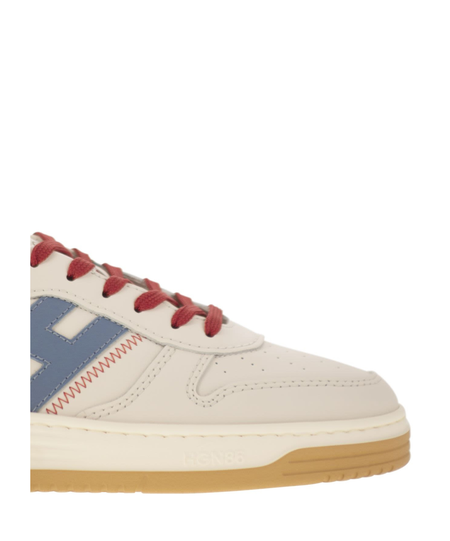 Hogan Light Blue Smooth Leather And Ivory Suede H630 Sneakers In Nude