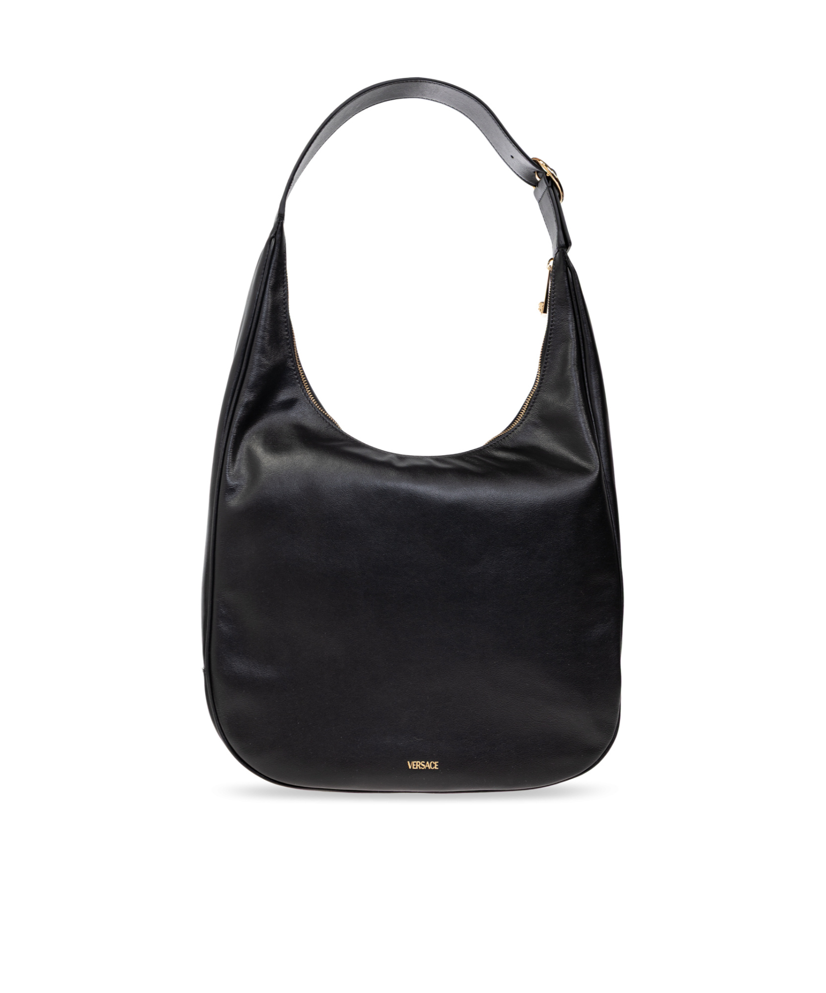Versace La Medusa Leather Shoulder Bag In Black
