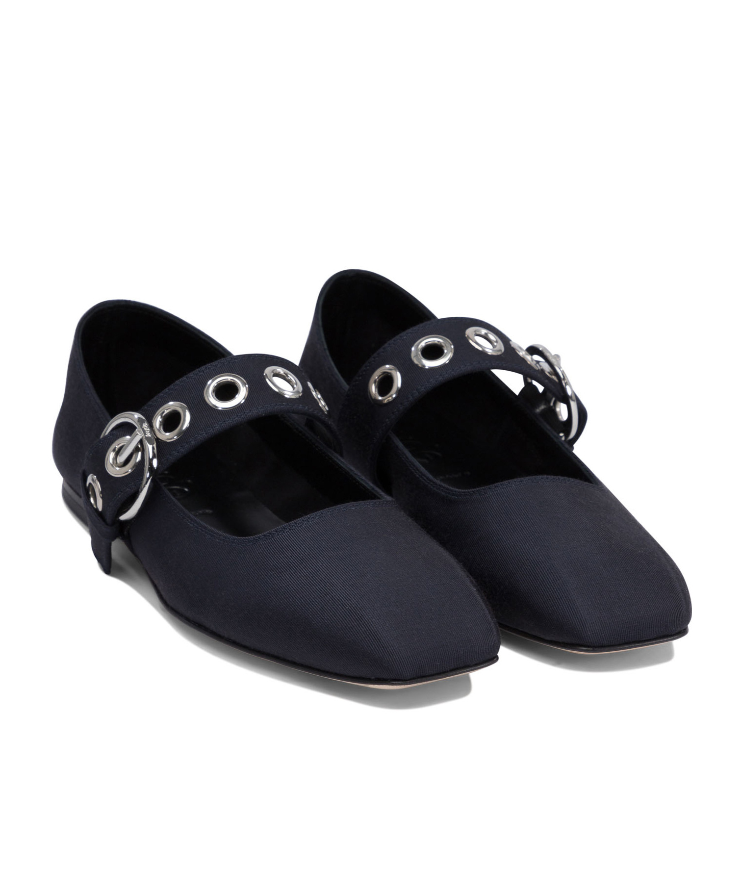 Aeyde Nappa Leather Flats With Circular Hardware Detail In Black
