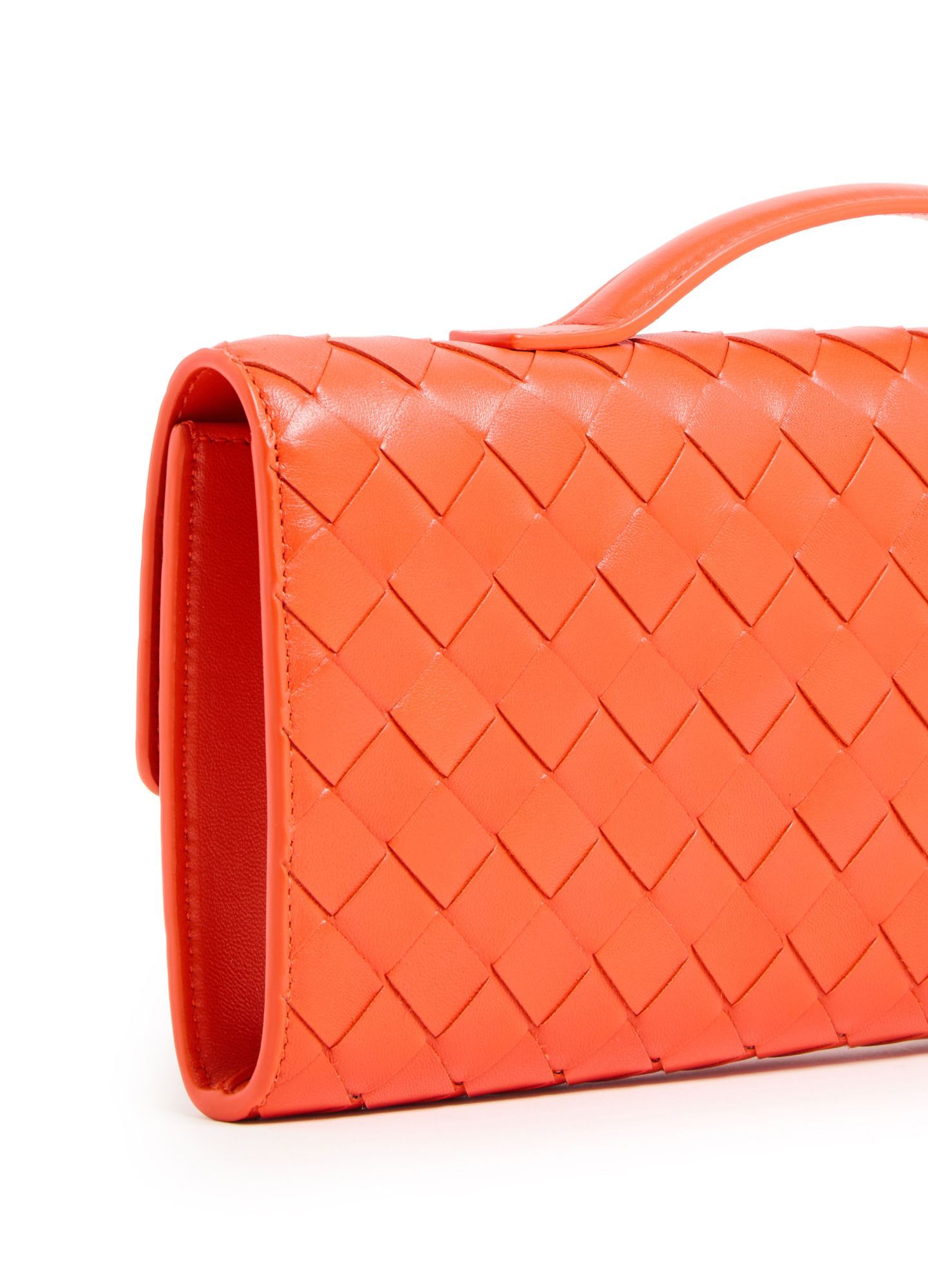 Shop Bottega Veneta Long Andiamo Clutch With Handle In Orange