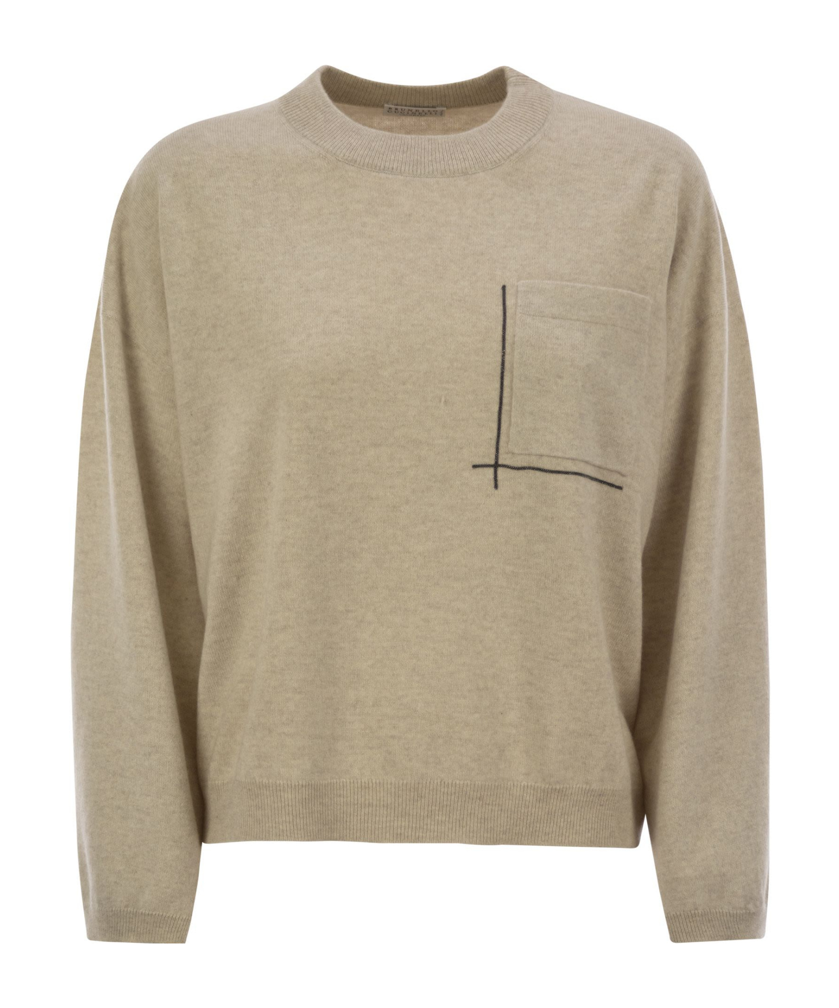 Brunello Cucinelli Round-neck And Long-sleeved Sweater In Nude