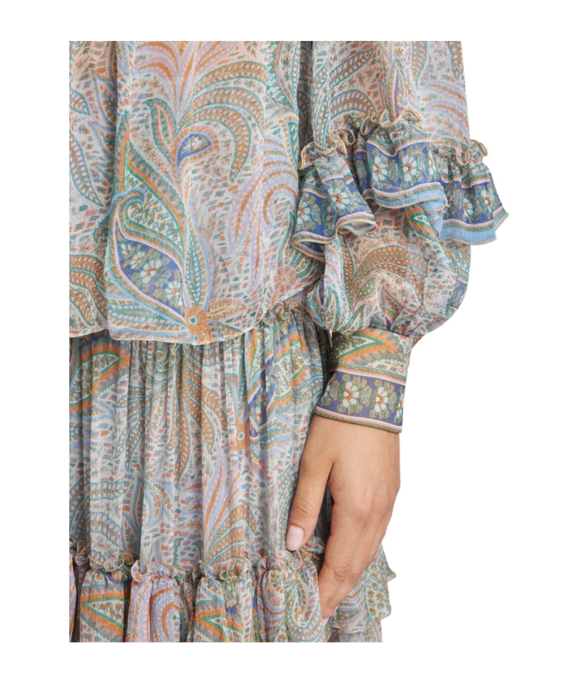 Etro Silk Blouse With Ruffles In Gray