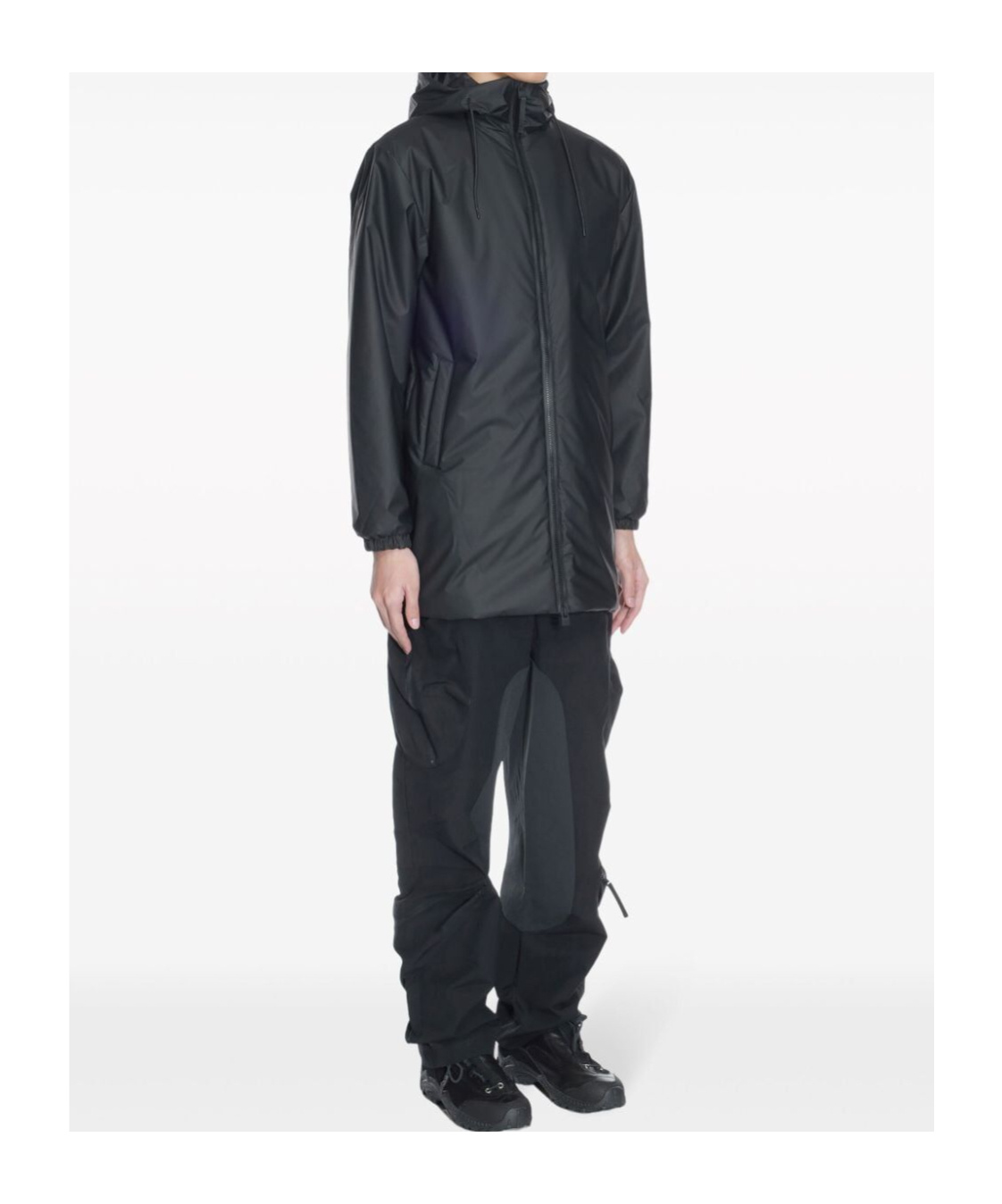 Rains Long Pointed-back Raincoat In Black