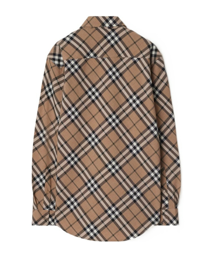 Shop Burberry Check-pattern Poplin Shirt In Brown