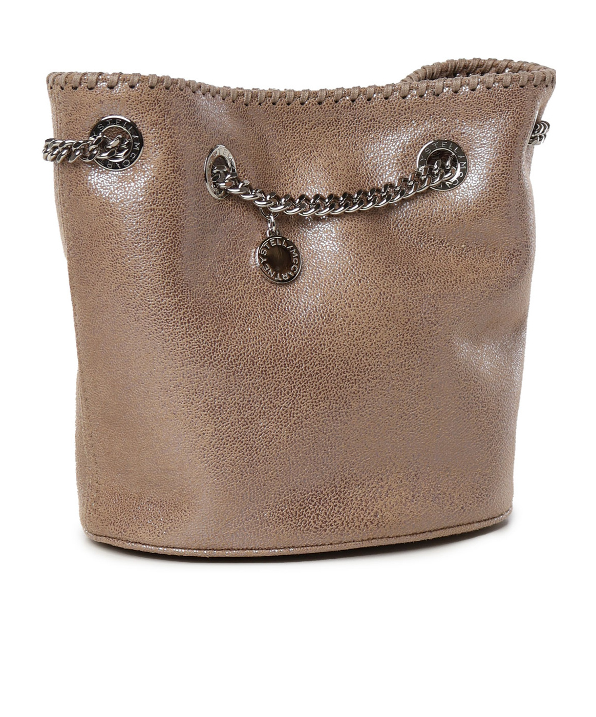 Stella Mccartney Falabella Chain-linked Bucket Bag In Brown