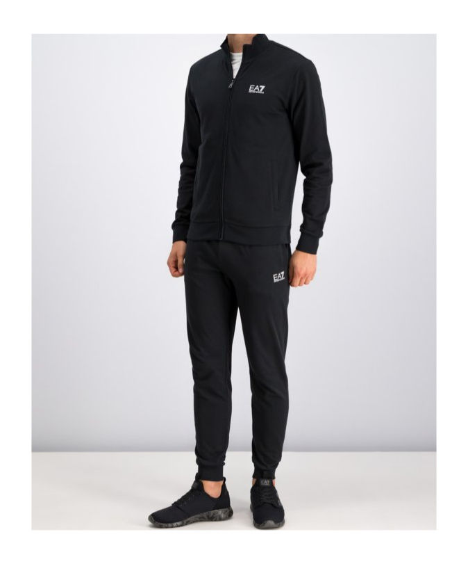 Ea7 Logo-print Zipped Jacket In Black