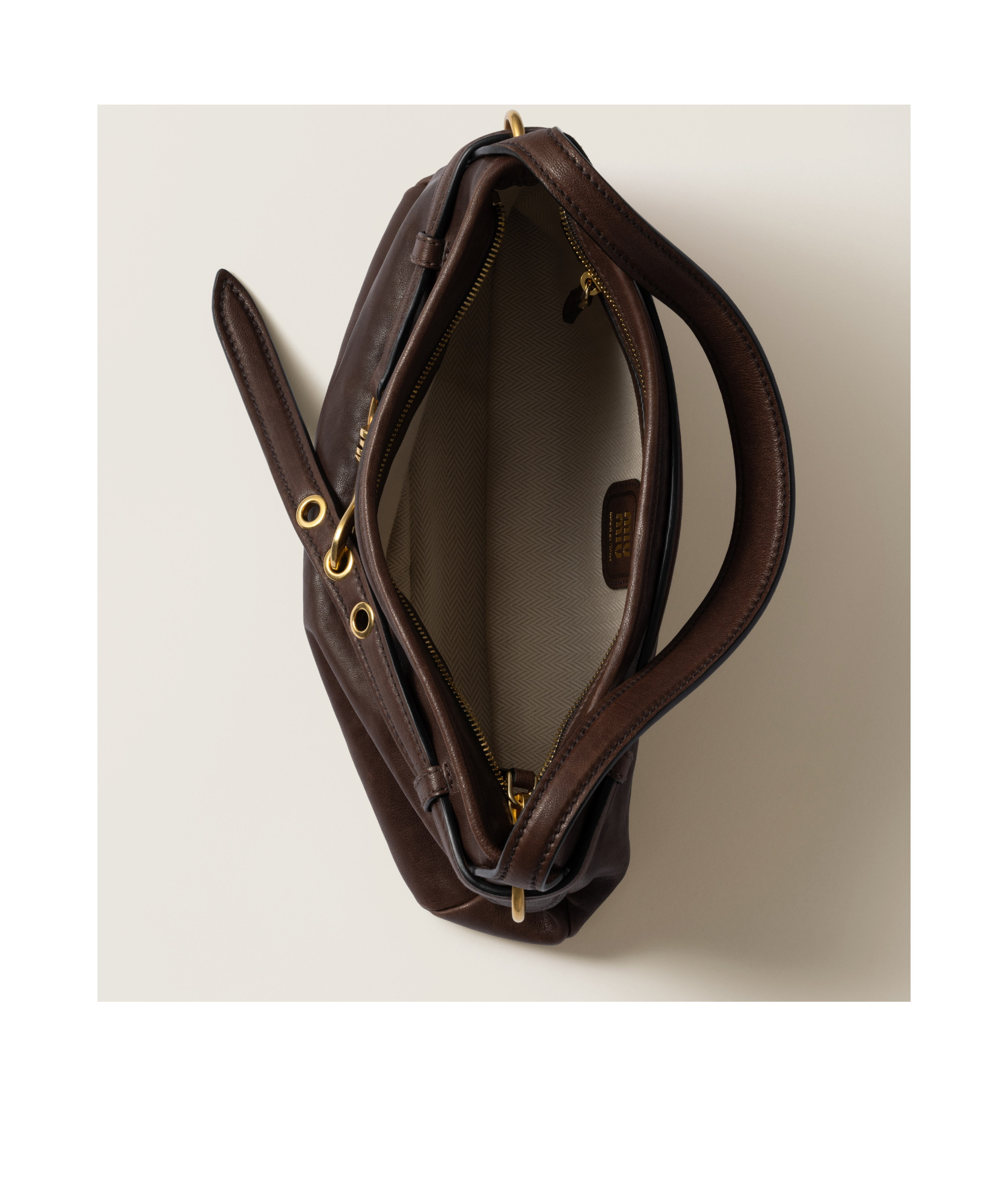 Miu Miu Lambskin Leather Shoulder Bag In Briarwood