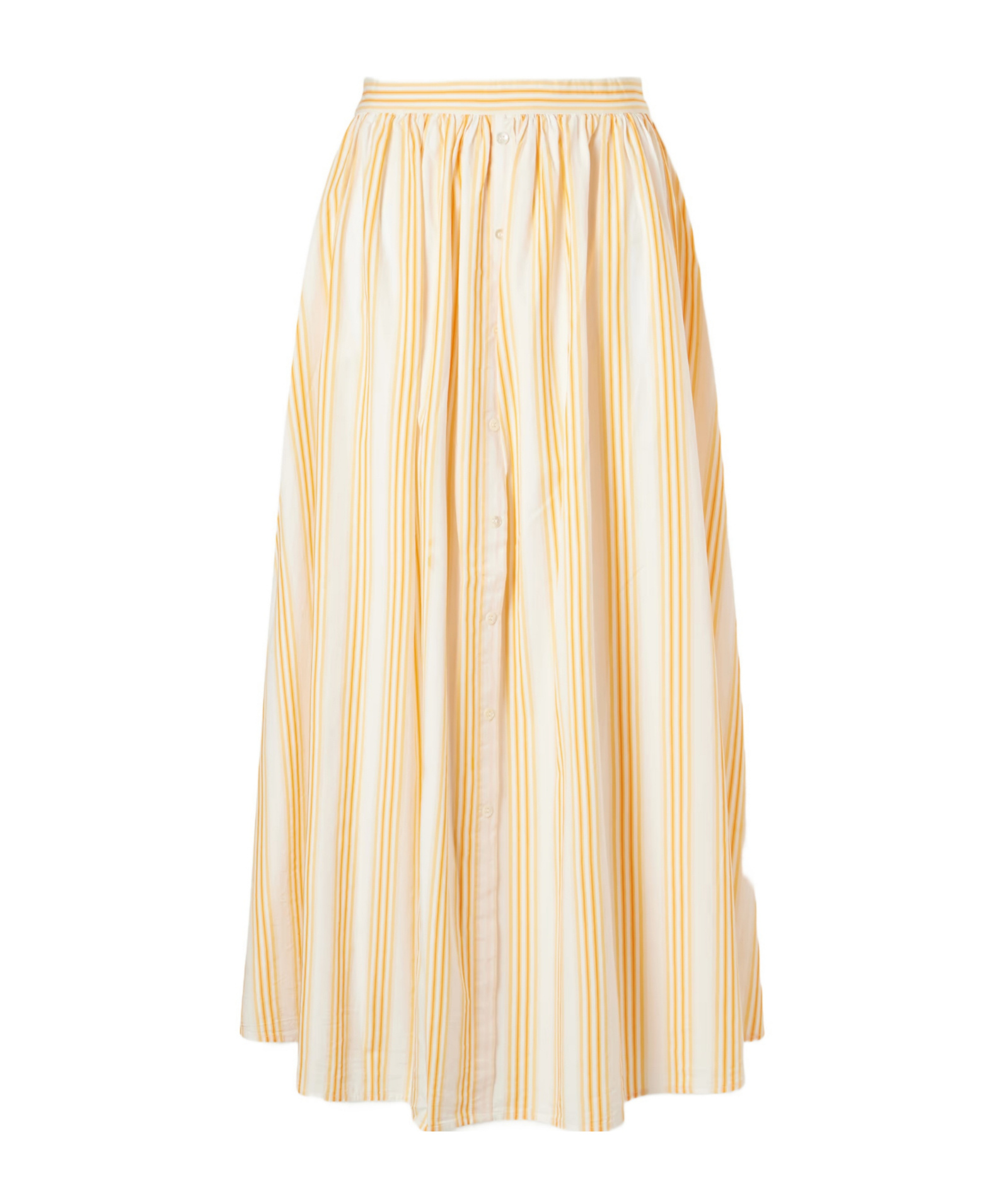 Rosie Assoulin Easy Does It Pleated Striped Cotton-poplin Midi Skirt In Neutral